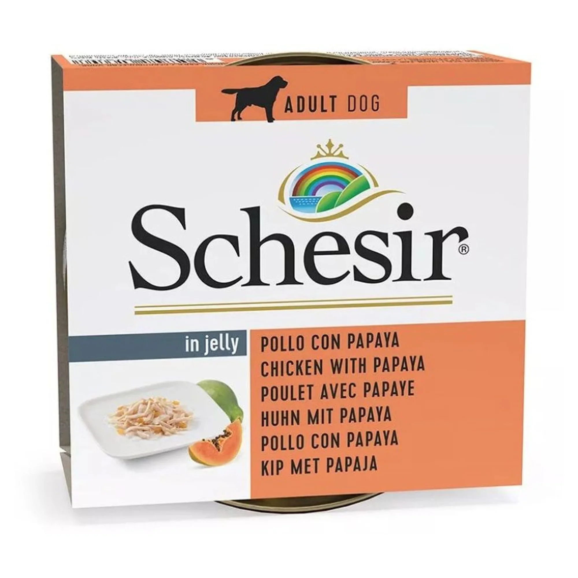 Schesir Schesir Jelly Tavuk ve Papaya Jöle İçinde Yetişkin Köpek Konservesi 150G