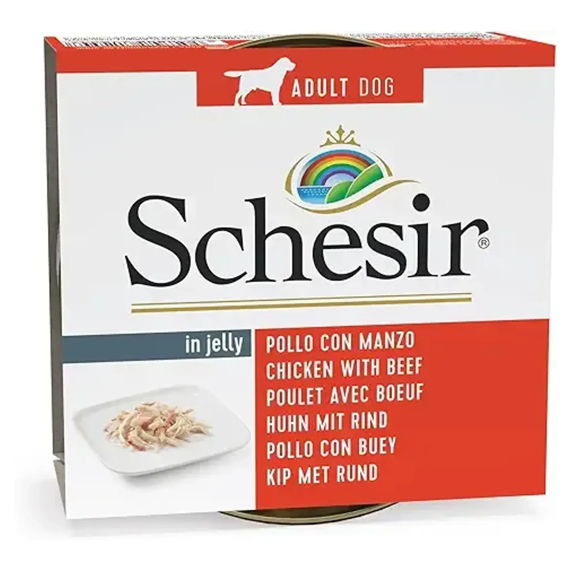 Schesir Schesir Jelly Tavuk Fileto ve Sığır Jöle İçinde Yetişkin Köpek Konservesi 150G