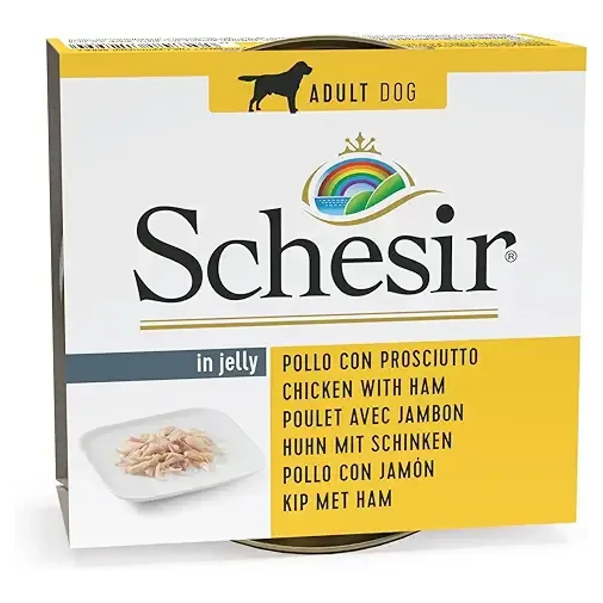 Schesir Schesir Jelly Tavuk Filetolu ve Domuzlu Jöle İçinde Yetişkin Köpek Konservesi 150G