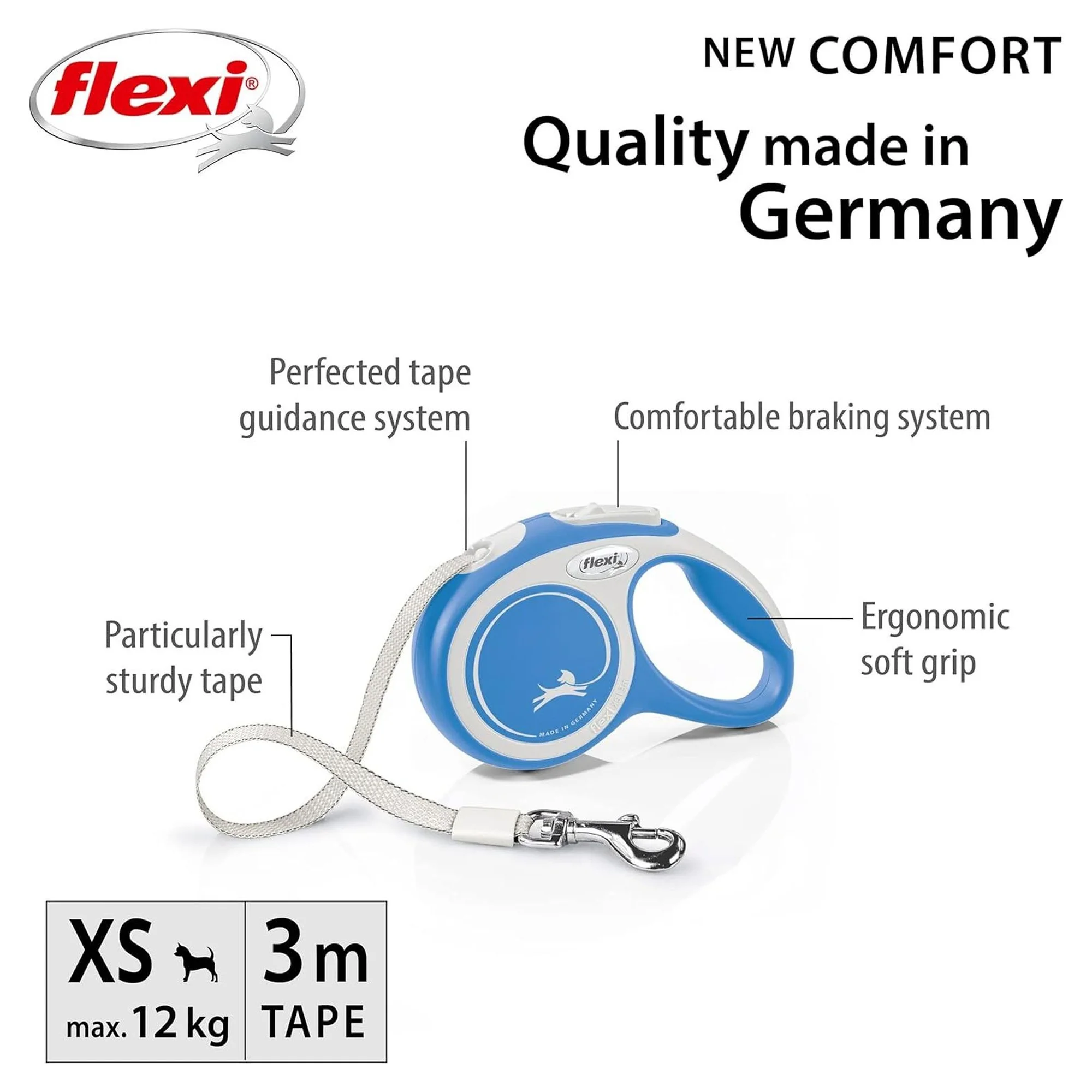 Flexi New Comfort XS Beden Mavi Şerit Köpek Tasması 3 M — Boyun Tasması, 330 g — Görsel 2