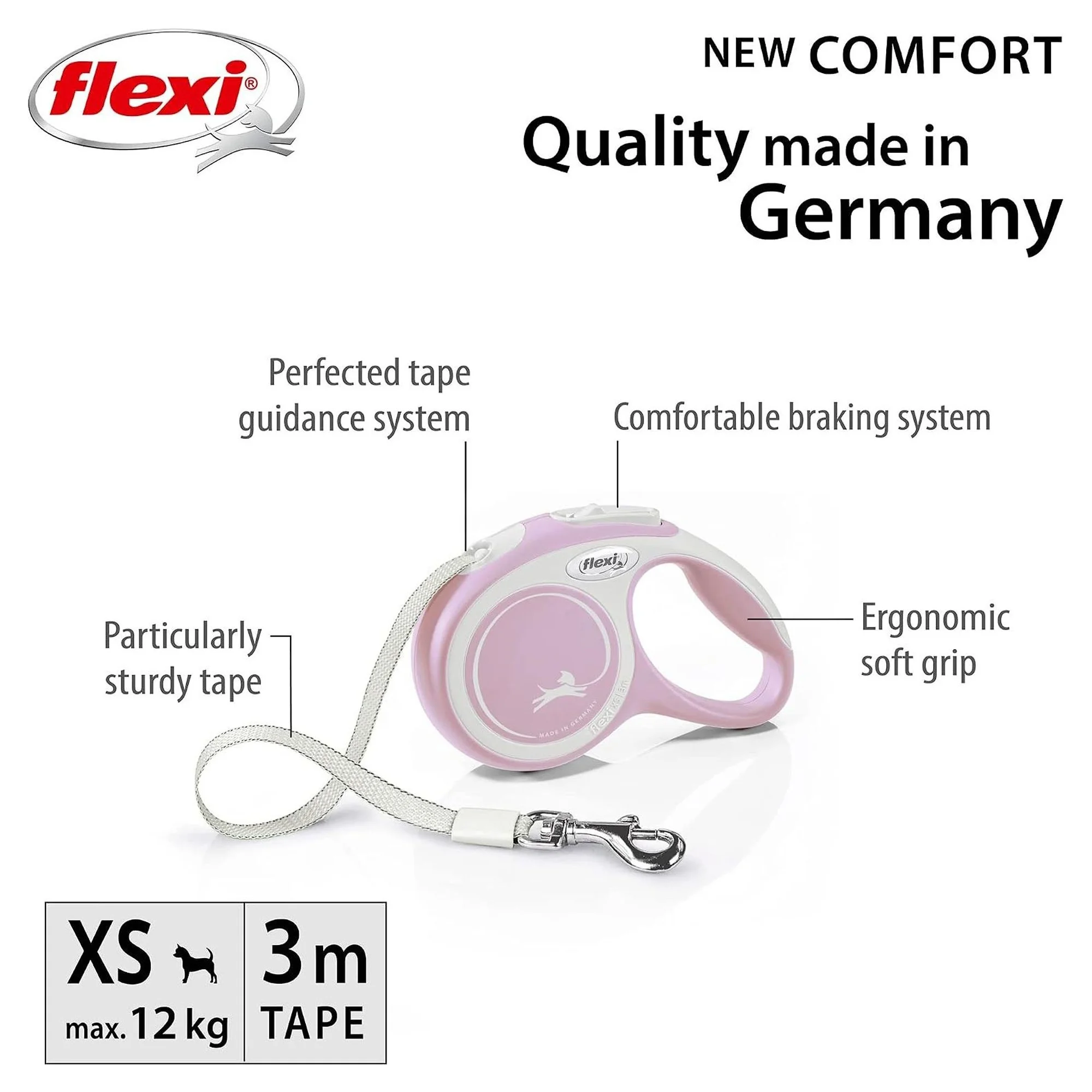 Flexi New Comfort Pembe XS Beden Şerit Köpek Gezdirme Kayışı 3 M — Gezdirme Kayışları, 165 g — Görsel 2