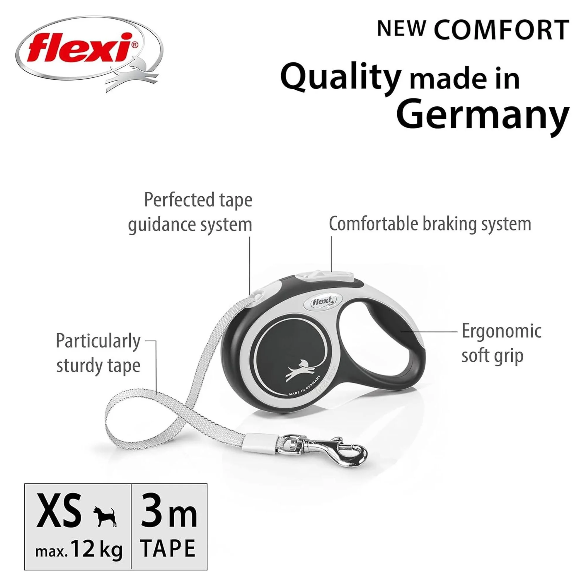 Flexi New Comfort XS Siyah Şerit Köpek Gezdirme Tasması 3 M — Gezdirme Kayışları, 165 g — Görsel 2
