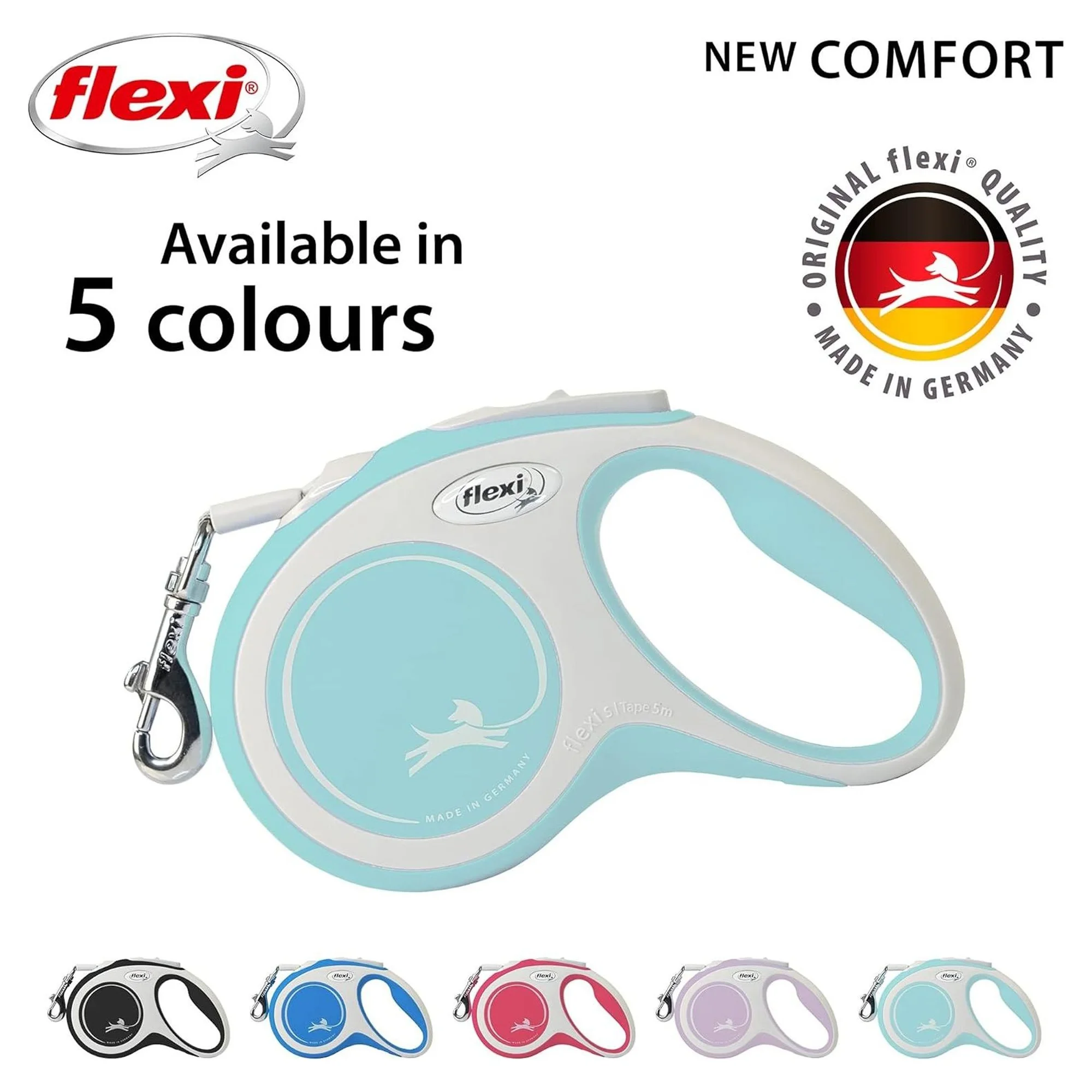 Flexi New Comfort Açık Mavi S Beden Şerit Köpek Tasması 5 M — Boyun Tasması, 330 g — Görsel 4
