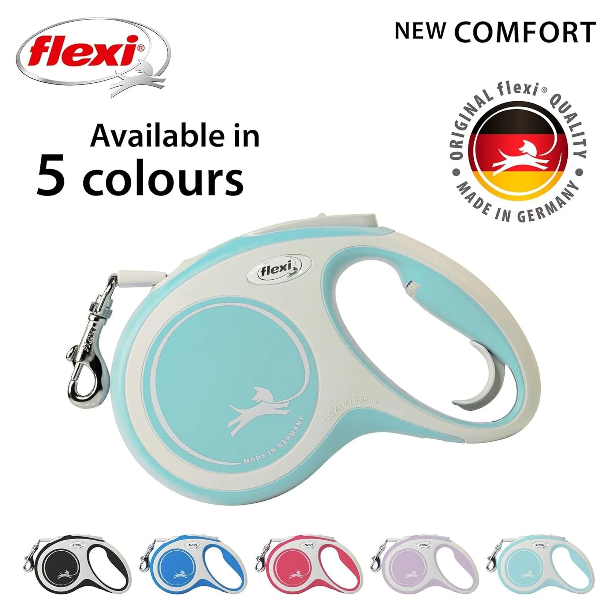 Flexi New Comfort M Beden Açık Mavi Şerit Köpek Gezdirme Tasması 5 M — Gezdirme Kayışları, 350 g — Görsel 5