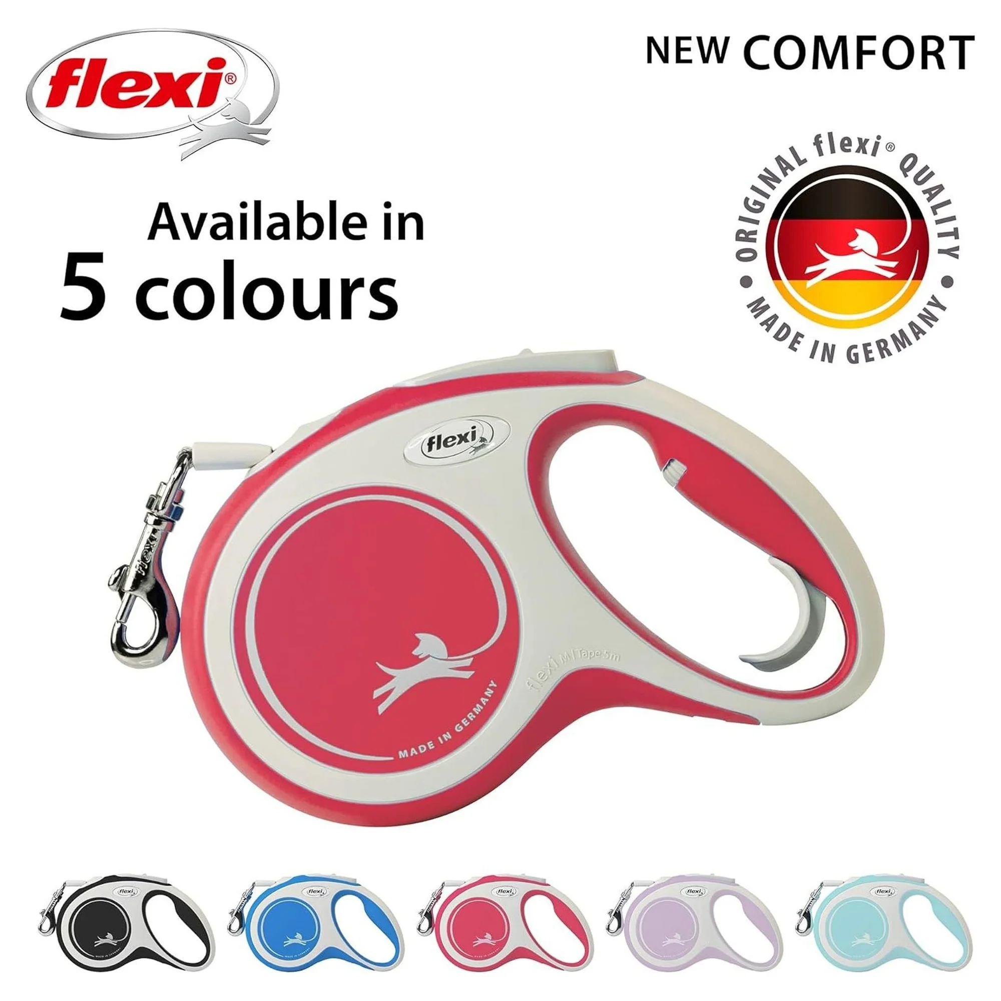 Flexi New Comfort Kırmızı M Beden Şerit Köpek Gezdirme Tasması 5 M — Gezdirme Kayışları, 350 g — Görsel 5