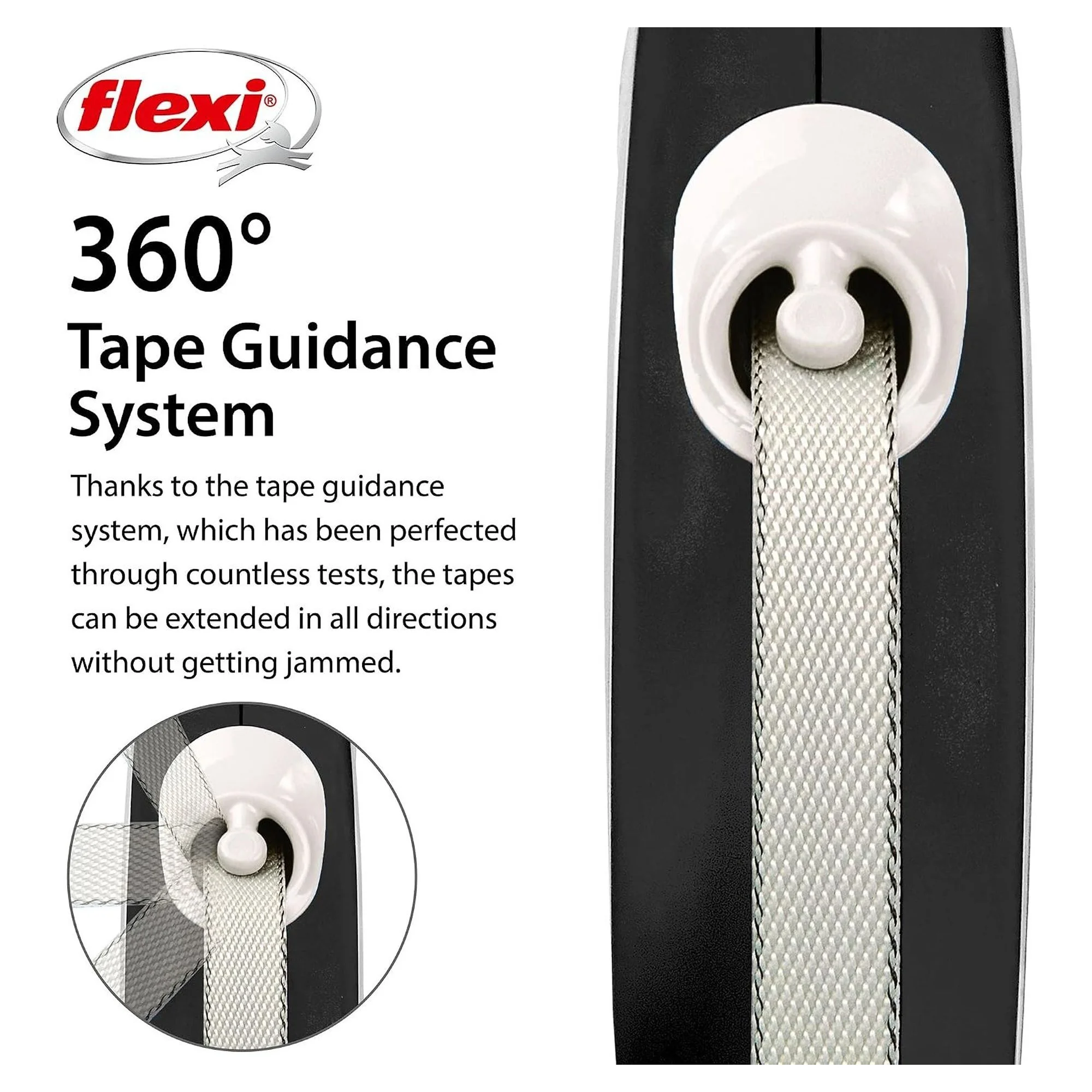 Flexi New Comfort M Beden Siyah Şerit Köpek Gezdirme Tasması 5 M — Gezdirme Kayışları, 350 g — Görsel 3