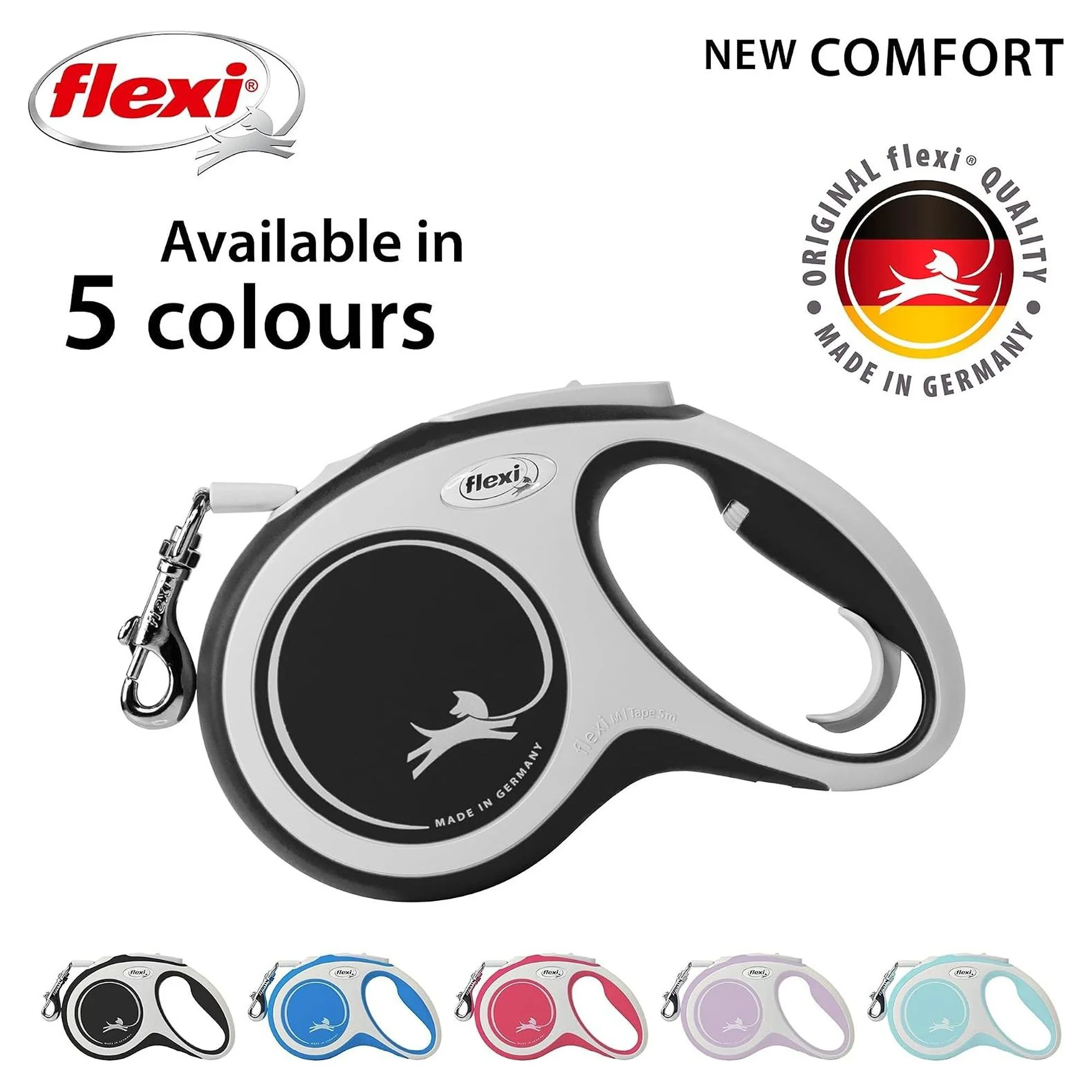 Flexi New Comfort M Beden Siyah Şerit Köpek Gezdirme Tasması 5 M — Gezdirme Kayışları, 350 g — Görsel 5