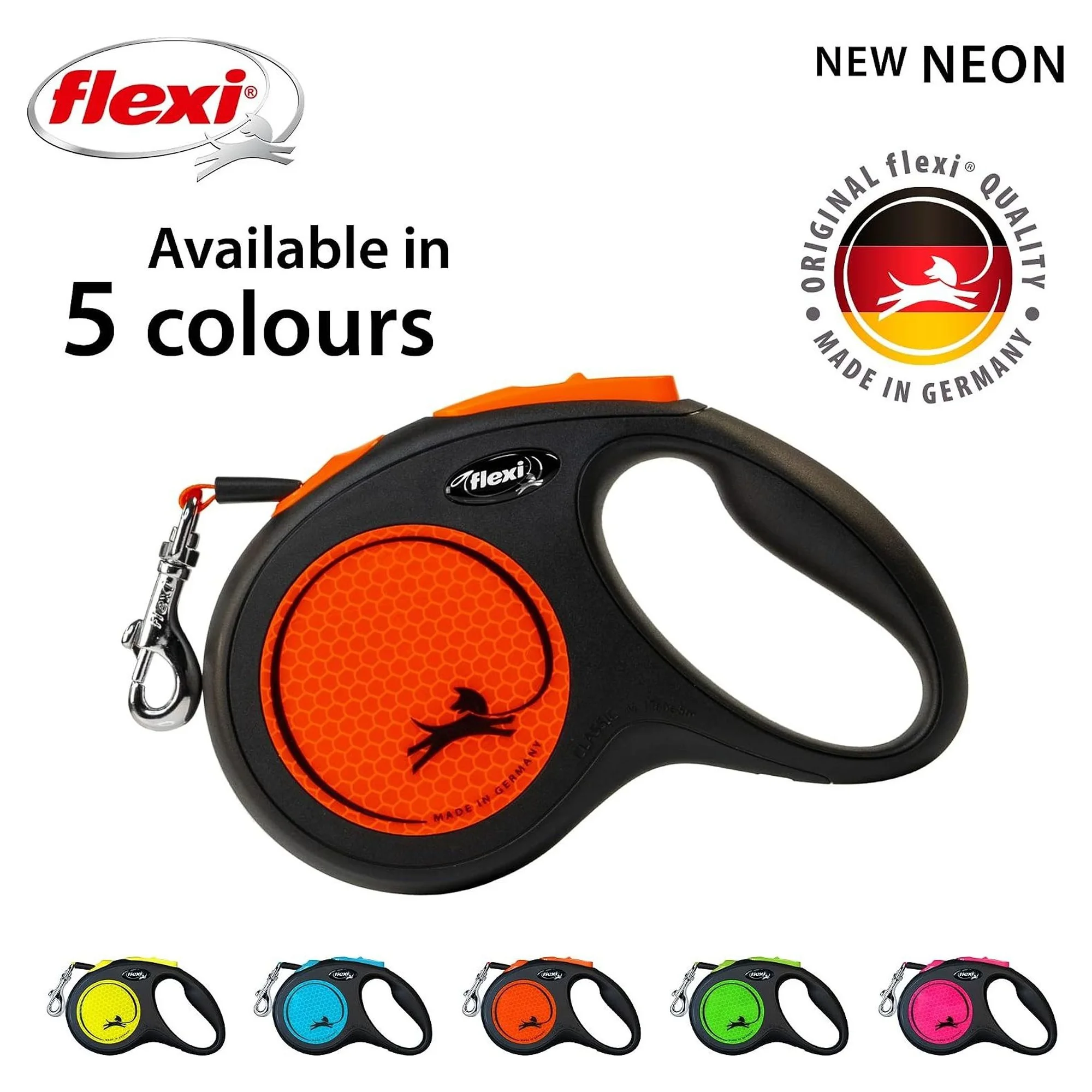 Flexi New Neon Turuncu M Beden Şerit Köpek Tasması 5 M — Boyun Tasması, 450 g — Görsel 5