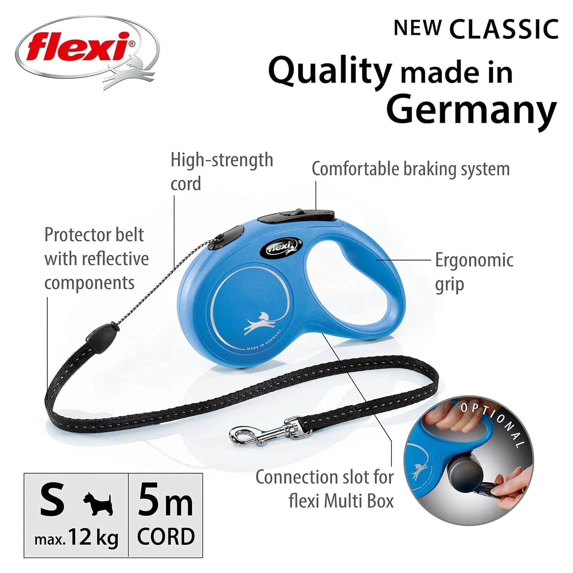 Flexi New Classic S Beden Mavi İpli Köpek Gezdirme Kayışı 5 M — Gezdirme Kayışları, 370 g — Görsel 2