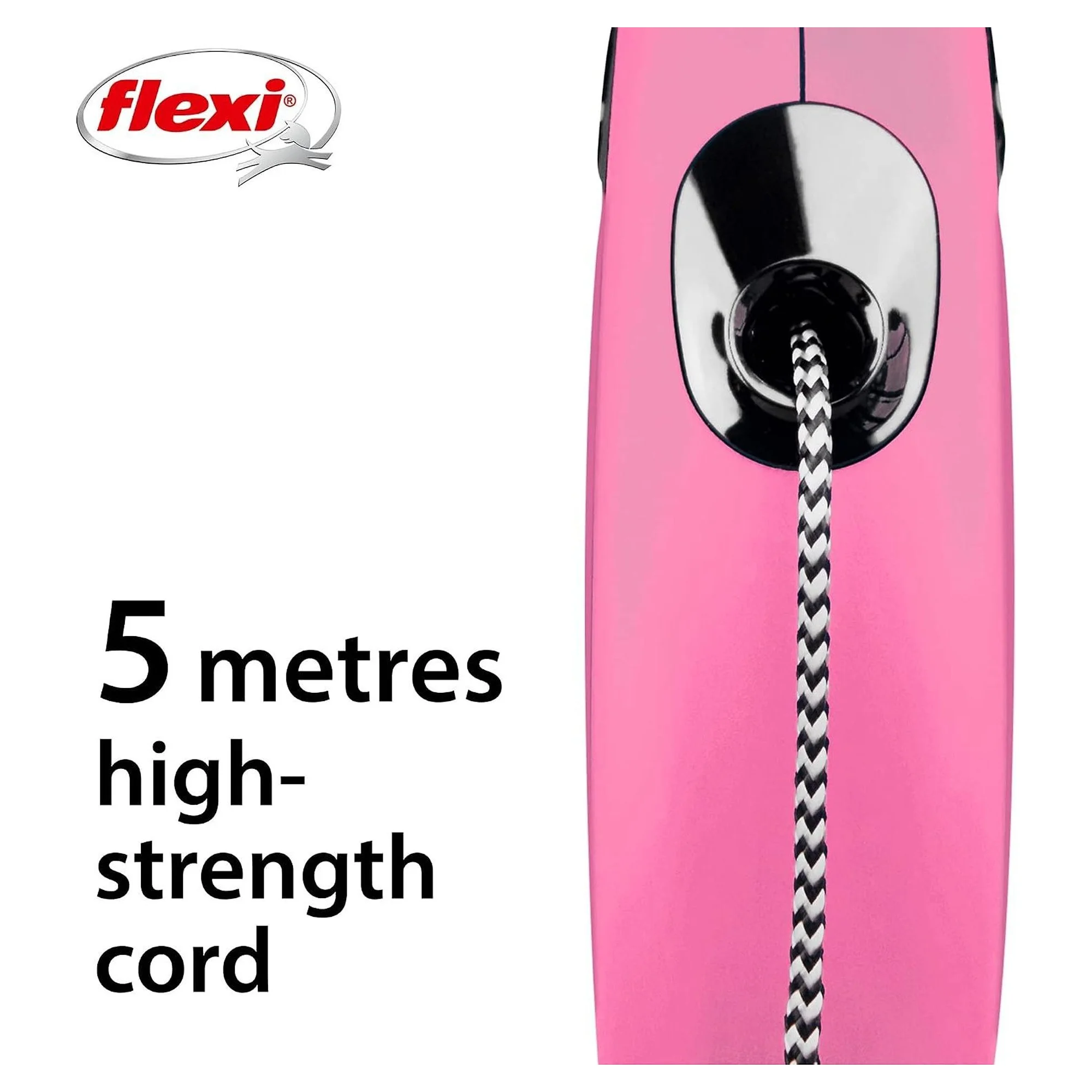 Flexi New Classic Pembe S Beden İpli Köpek Tasması 5 M — Boyun Tasması, 440 g — Görsel 3