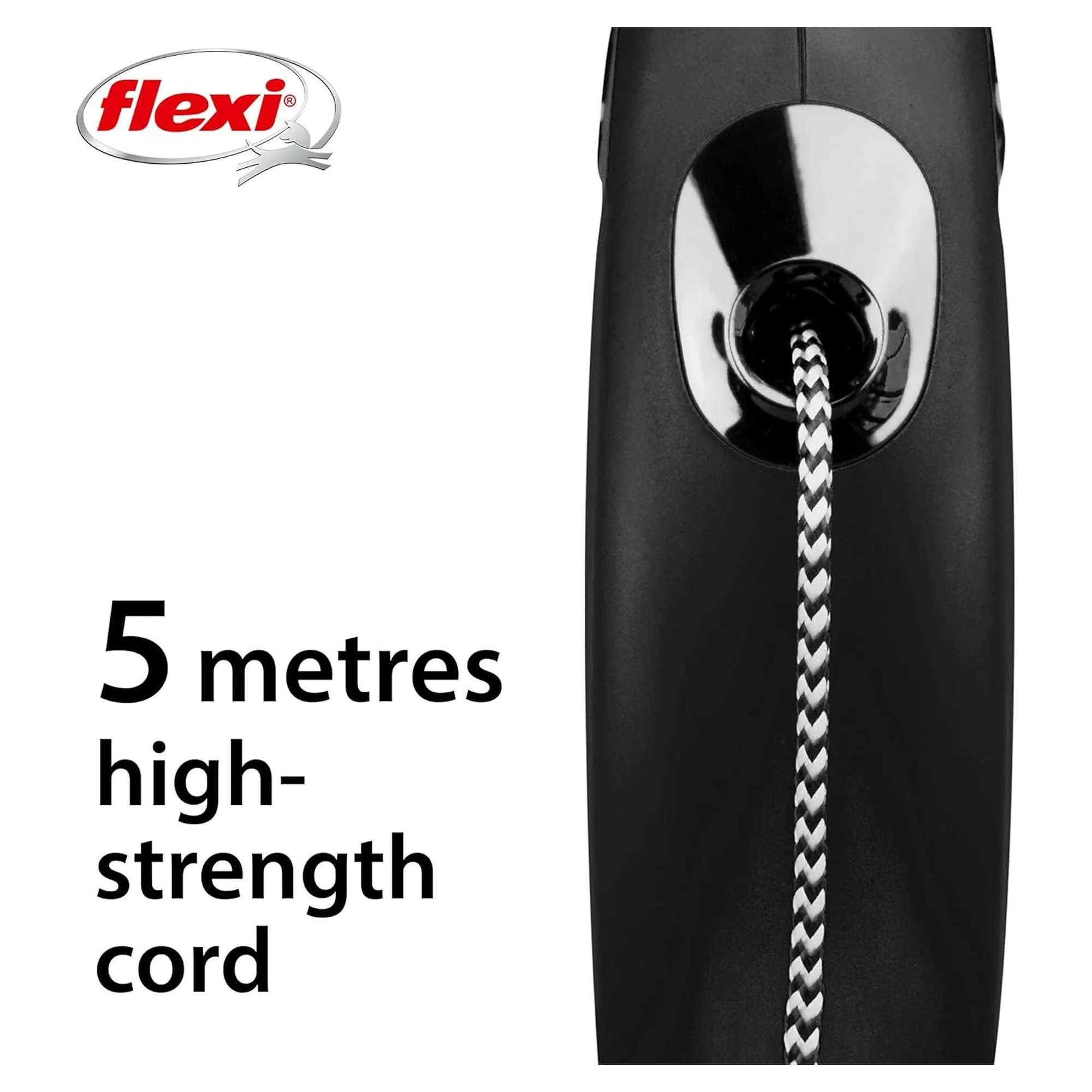 Flexi New Classic S Beden Siyah İpli Köpek Boyun Tasması 5 M — 330 g — Görsel 3