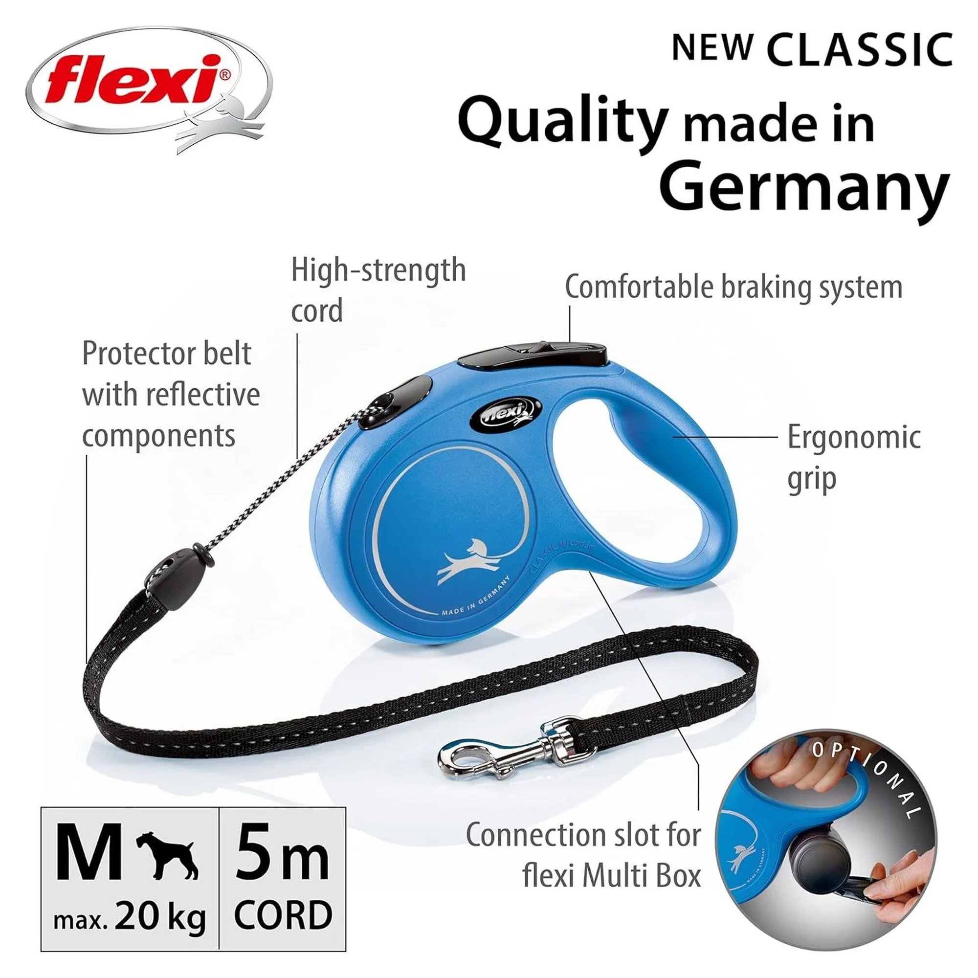 Flexi New Classic M Beden Mavi İpli Köpek Gezdirme Tasması 5 M — Gezdirme Kayışları, 370 g — Görsel 2