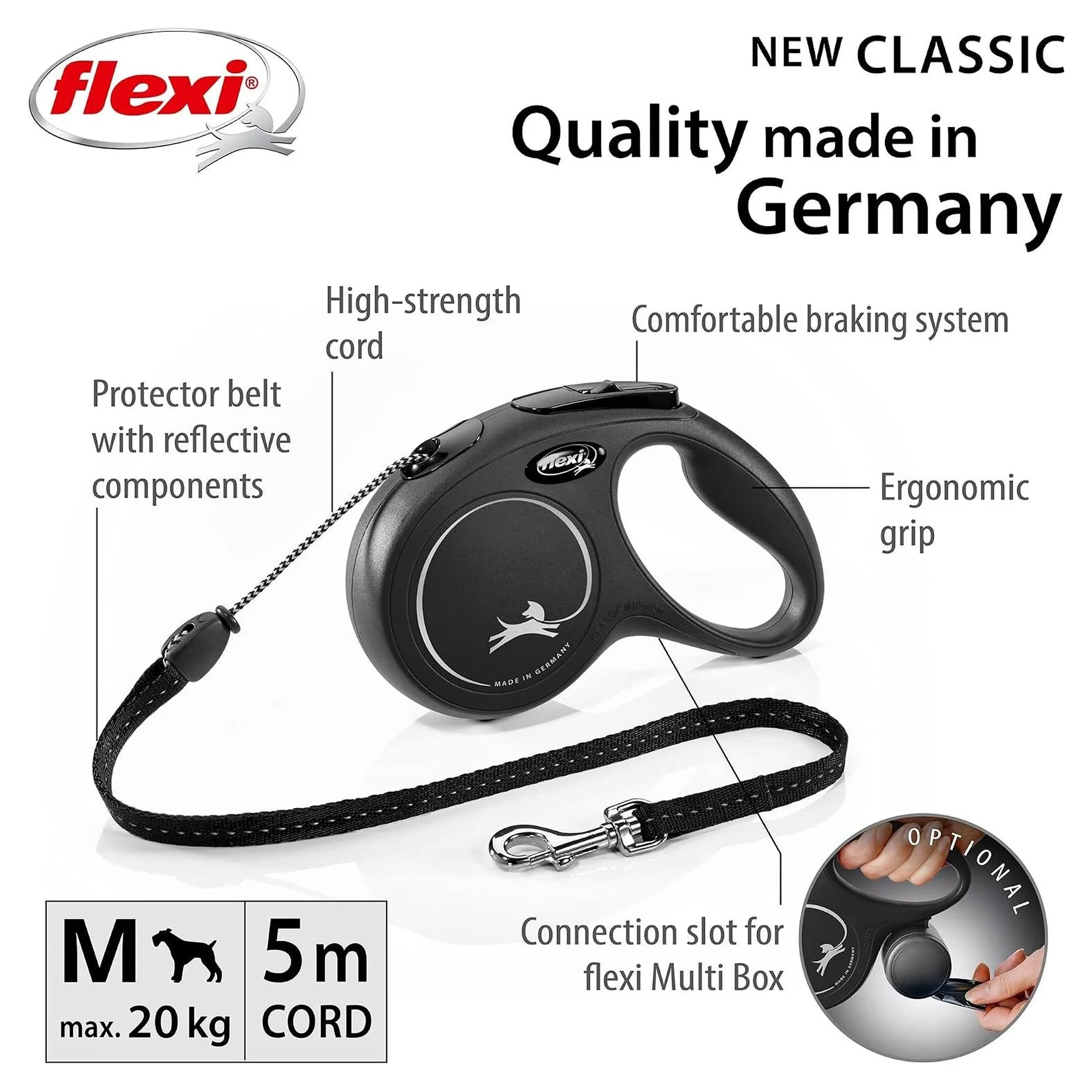 Flexi New Classic M Beden Siyah İpli Köpek Boyun Tasması 5 M — 370 g — Görsel 2