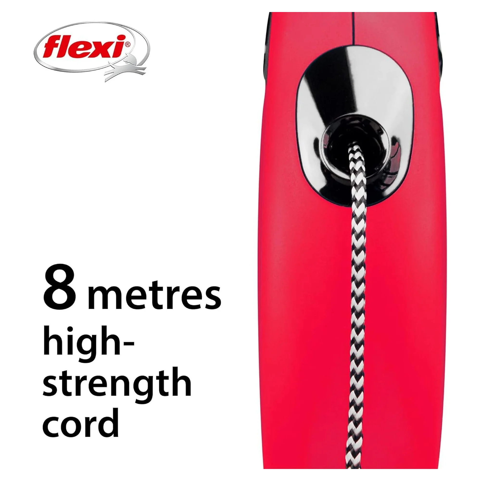 Flexi New Classic M Beden Kırmızı İpli Köpek Tasması 8 MT — Boyun Tasması, 220 g — Görsel 3