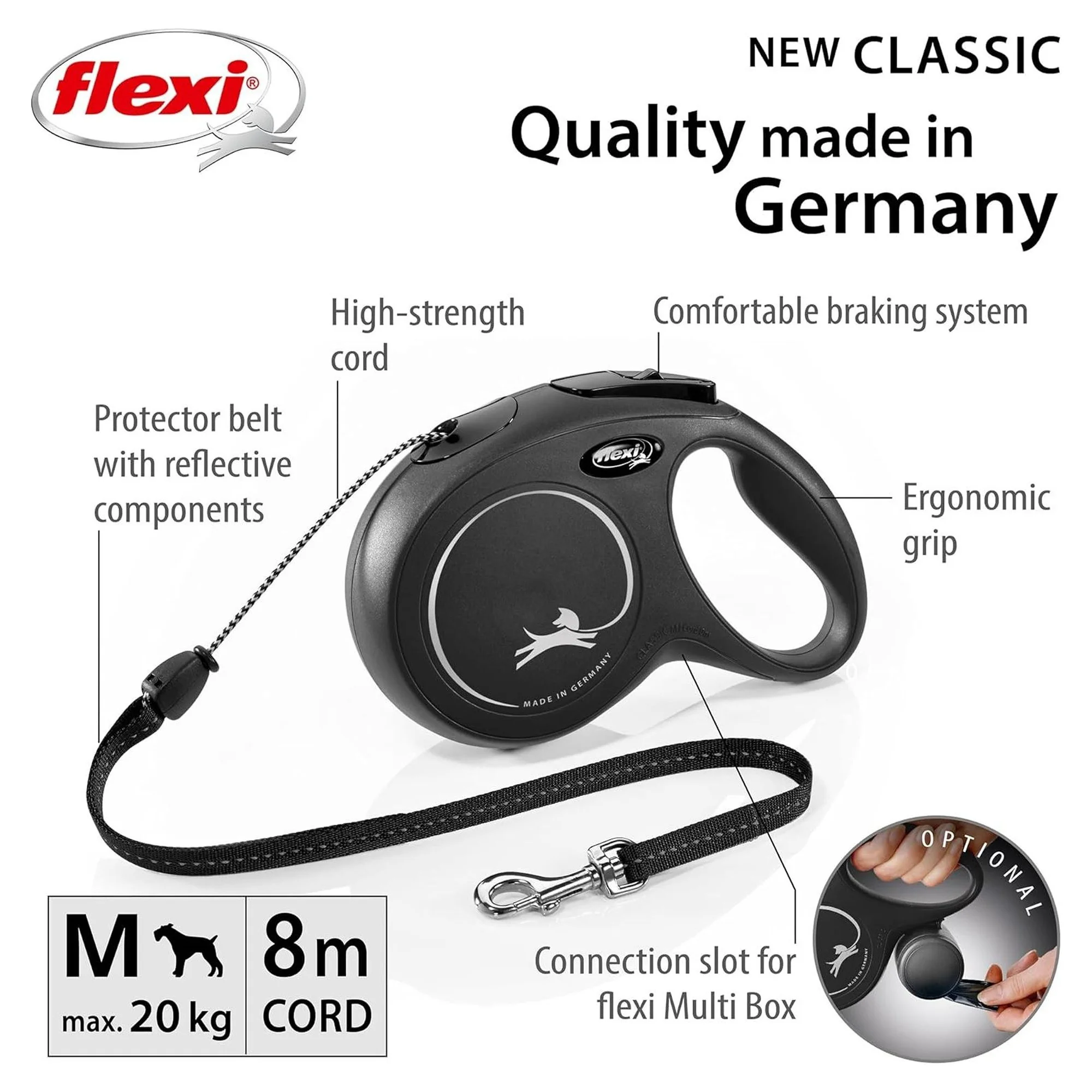 Flexi New Classic M Beden Siyah İpli Köpek Tasması 8 M — Boyun Tasması, 220 g — Görsel 2