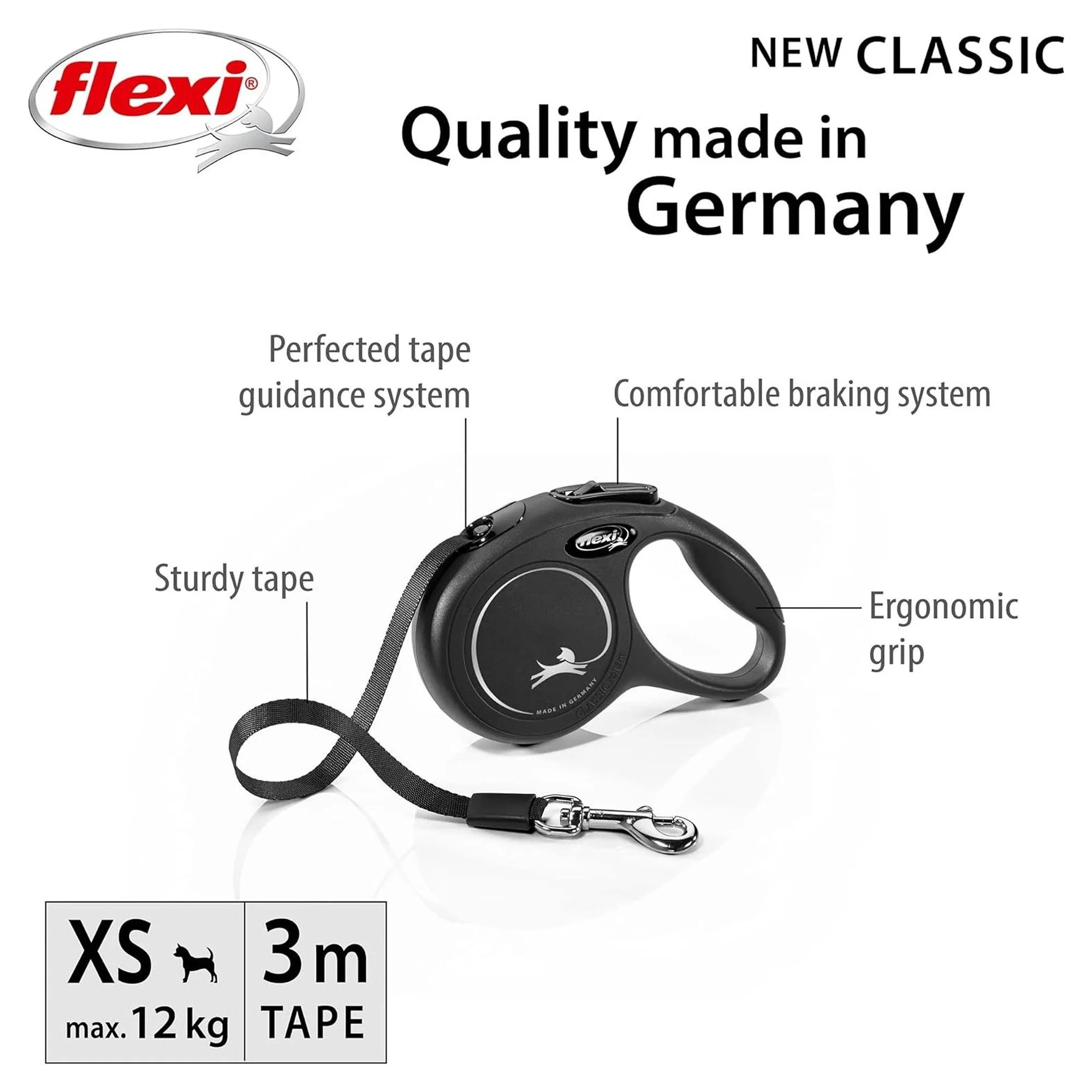 Flexi New Classic XS Beden Siyah Şerit Tasma 3 M — Boyun Tasması, 330 g — Görsel 2