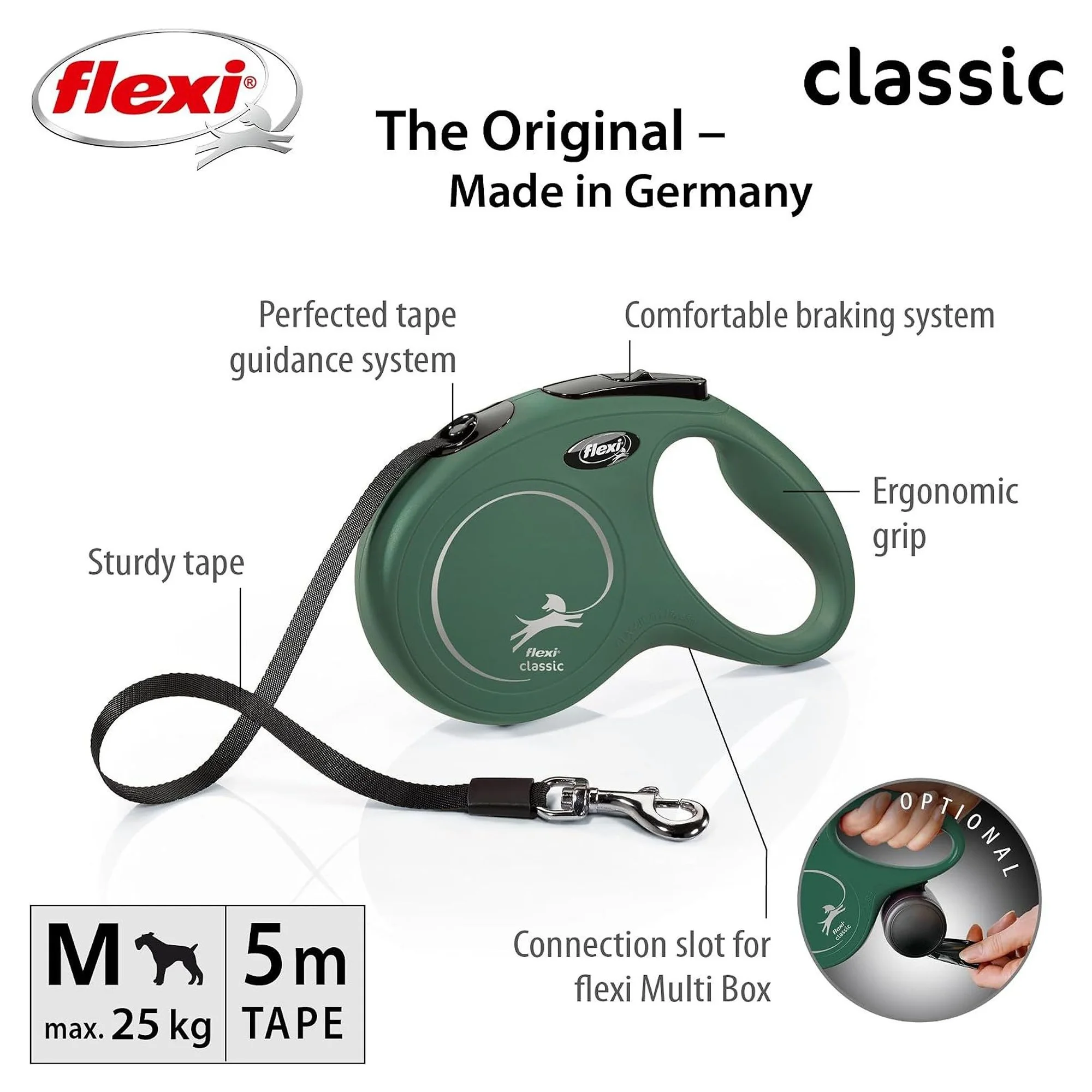 Flexi New Classic M Beden Yeşil Köpek Gezdirme Kayışı 5 M — Gezdirme Kayışları, 320 g — Görsel 2