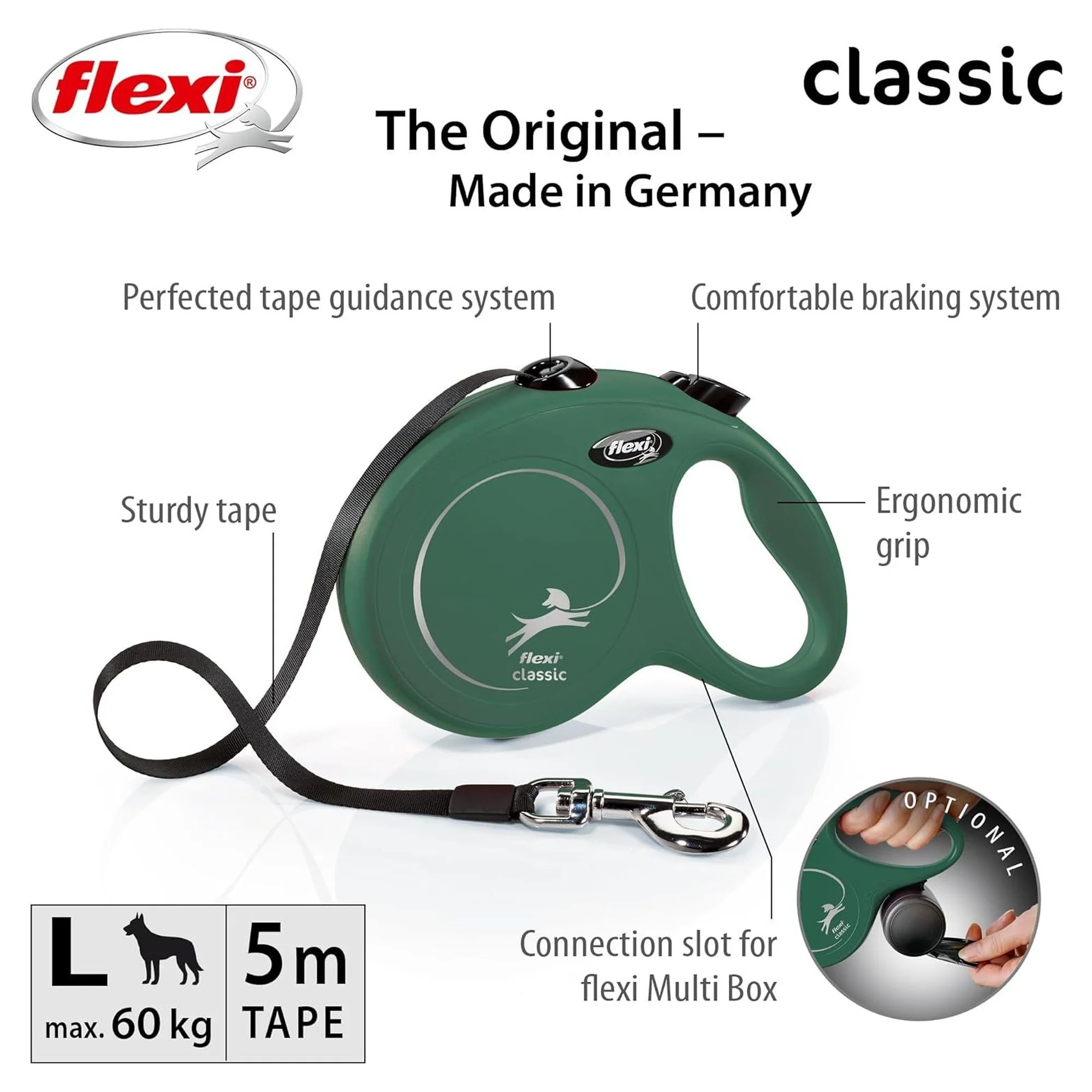Flexi New Classic L Beden Yeşil Şerit Köpek Tasması 5 M — Gezdirme Kayışları — Görsel 2