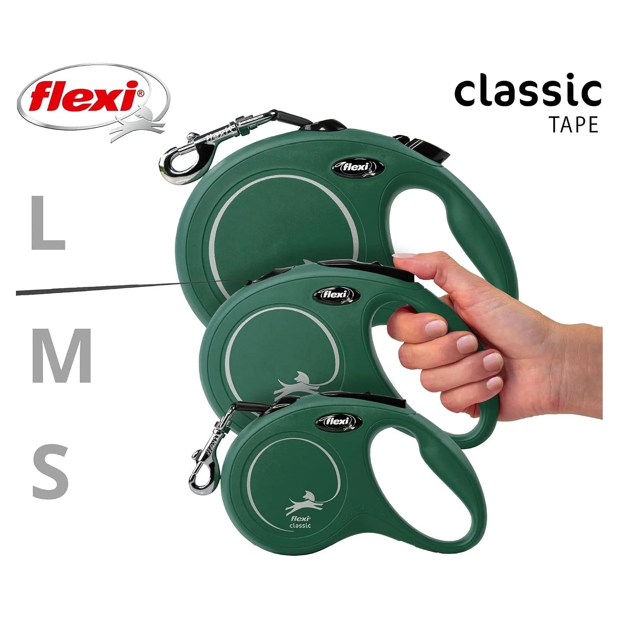 Flexi New Classic L Beden Yeşil Şerit Köpek Tasması 5 M — Gezdirme Kayışları — Görsel 3
