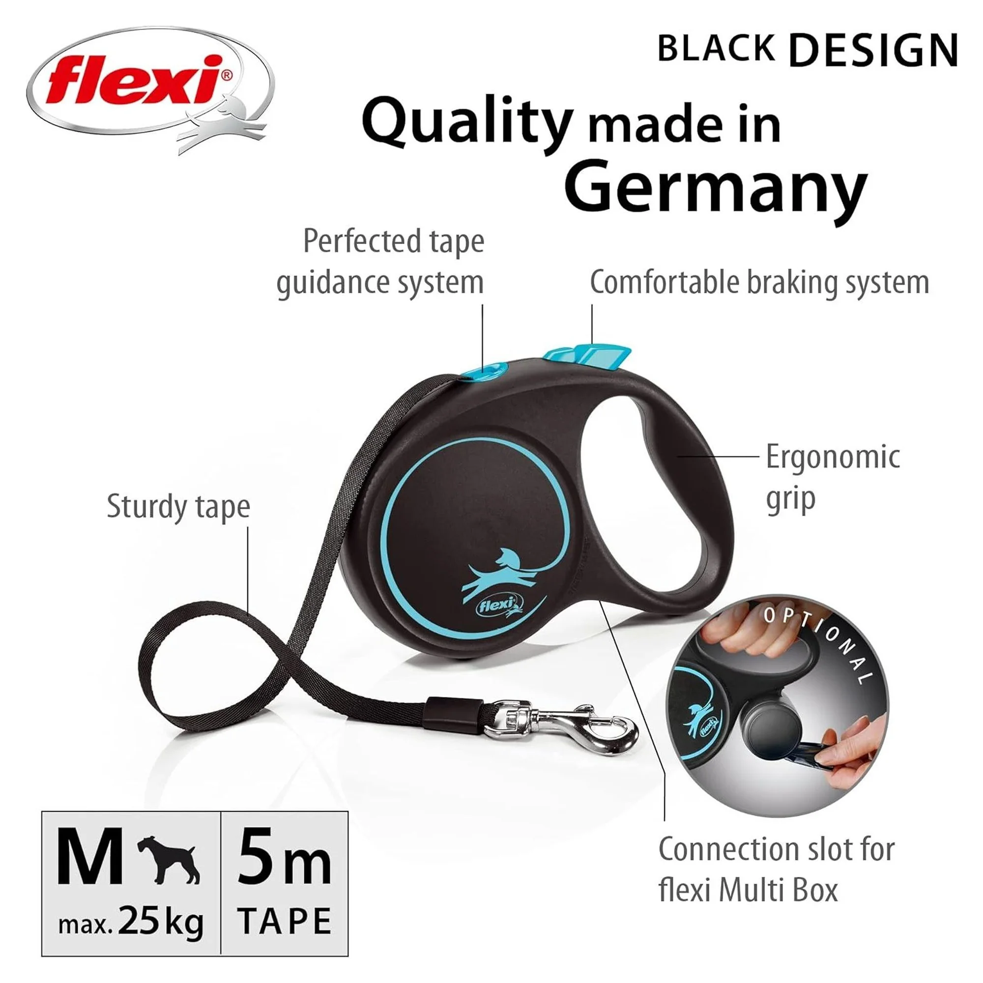 Flexi Black Design M Beden Mavi Şerit Tasma 5 M — Boyun Tasması, 440 g — Görsel 2