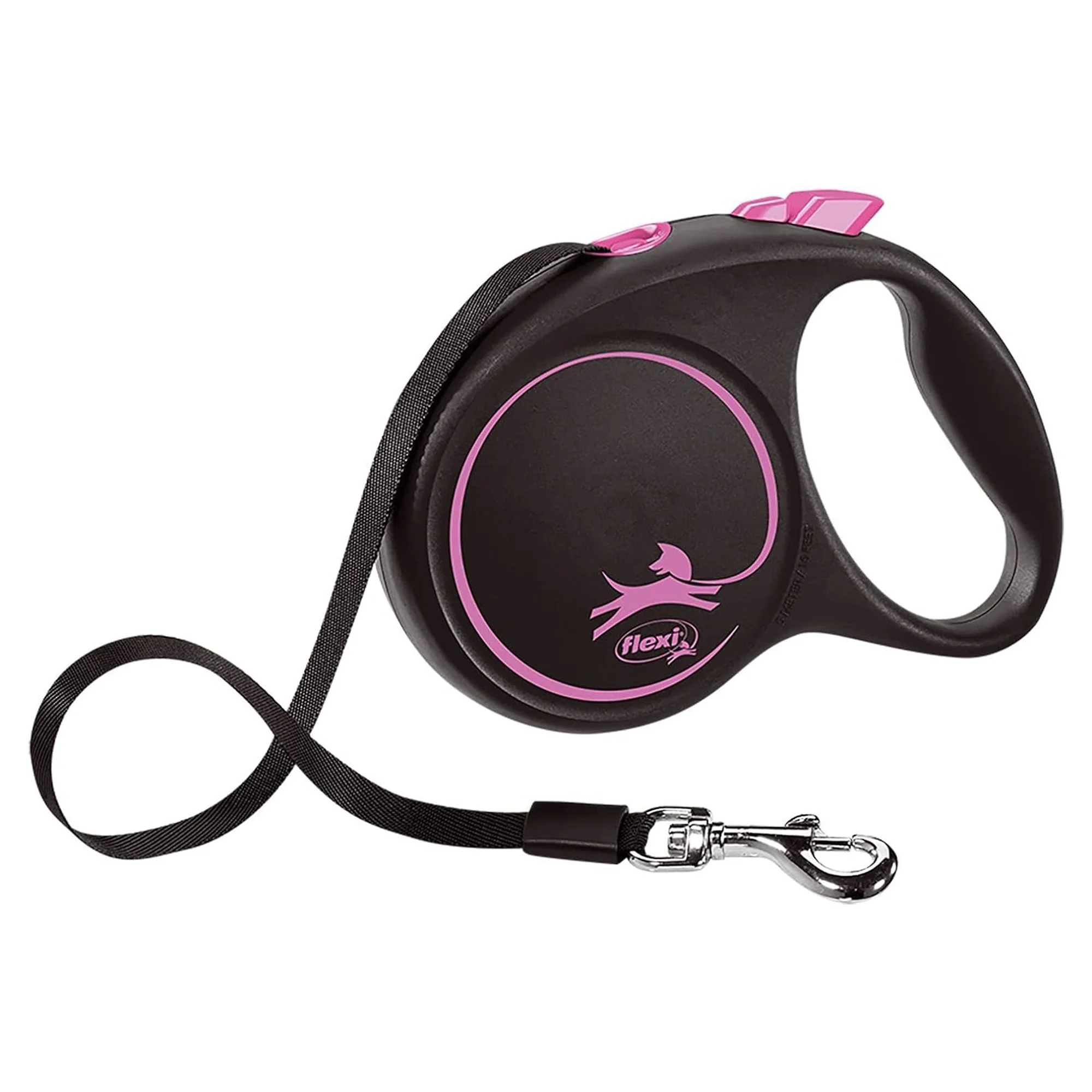 Flexi Black Design Pembe M Beden Şerit Köpek Tasması 5 M