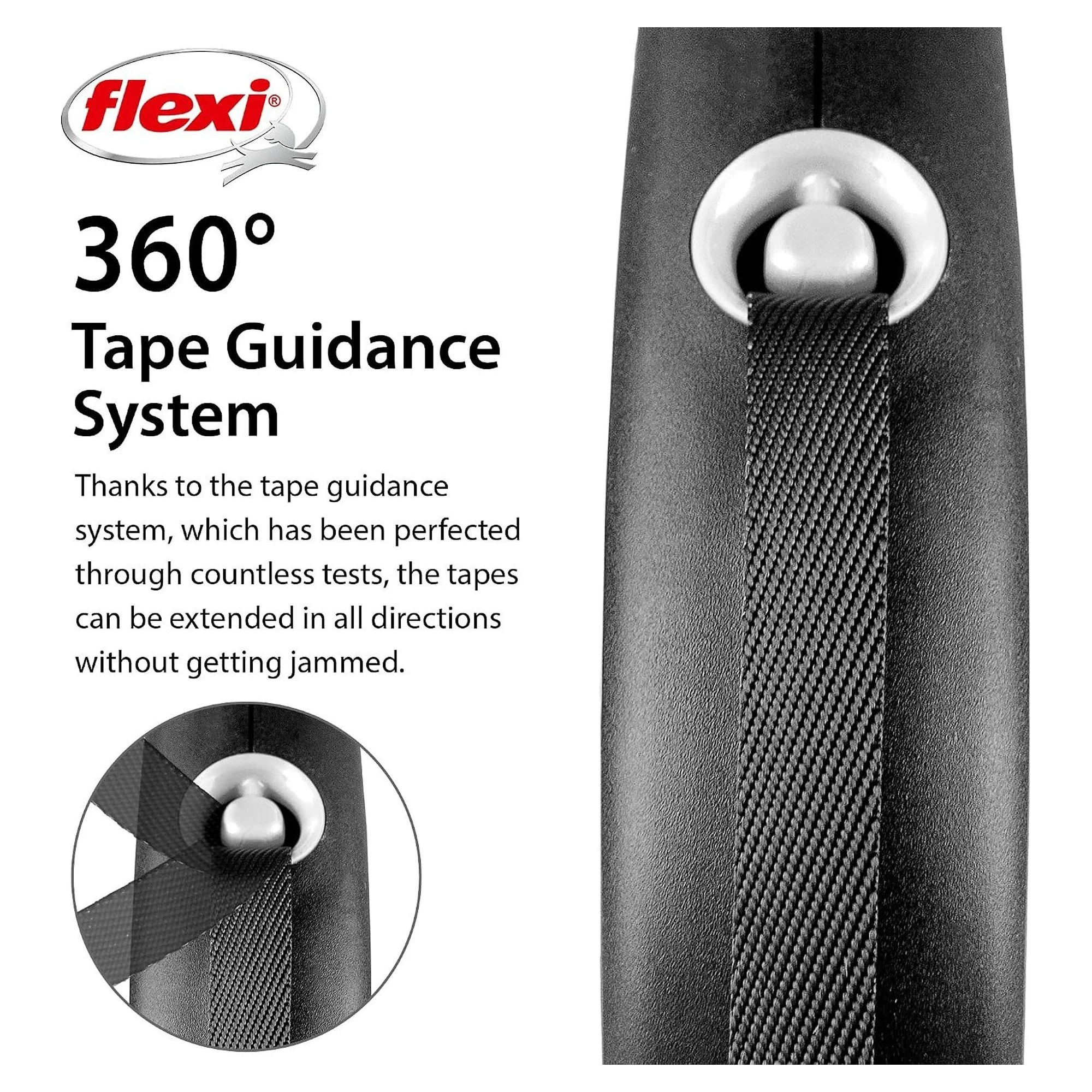 Flexi Black Design Siyah M Beden Şerit Köpek Gezdirme Kayışı 5 M — Gezdirme Kayışları, 280 g — Görsel 3