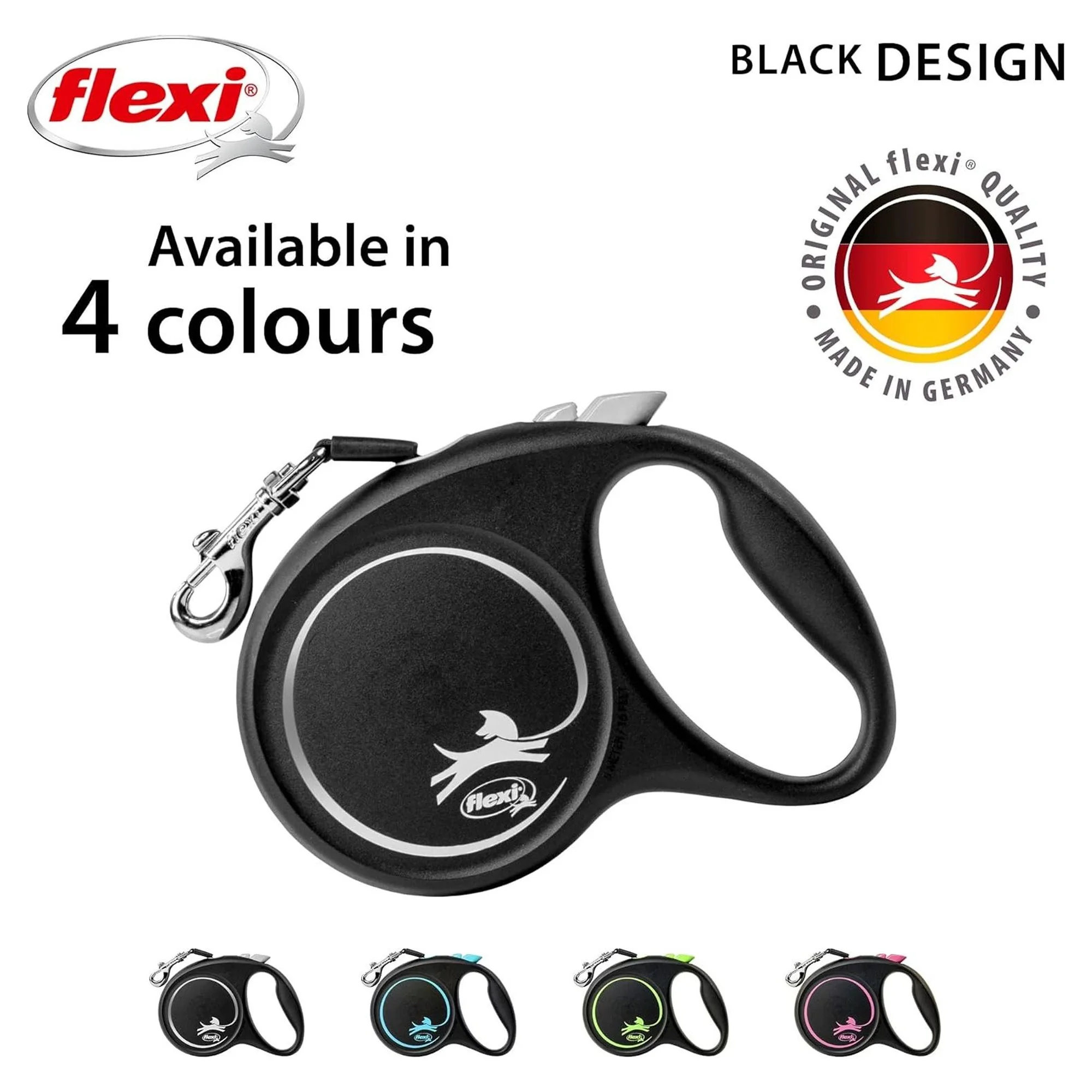 Flexi Black Design Siyah M Beden Şerit Köpek Gezdirme Kayışı 5 M — Gezdirme Kayışları, 280 g — Görsel 4