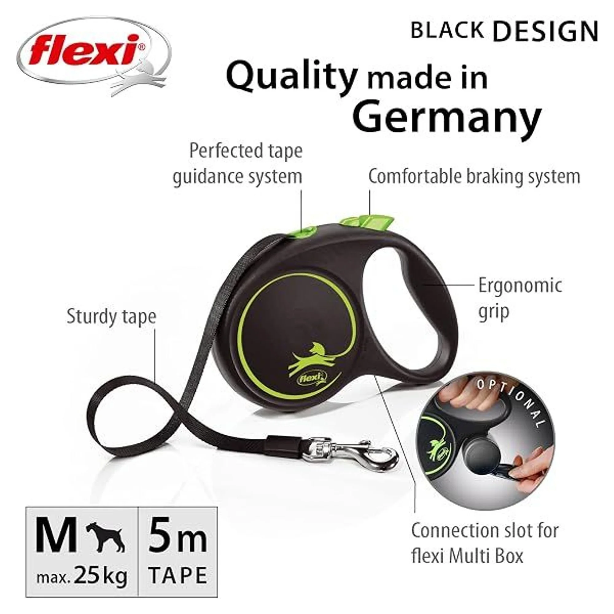 Flexi Black Desing 5M Şerit M Yesil — Boyun Tasması, 440 g — Görsel 2