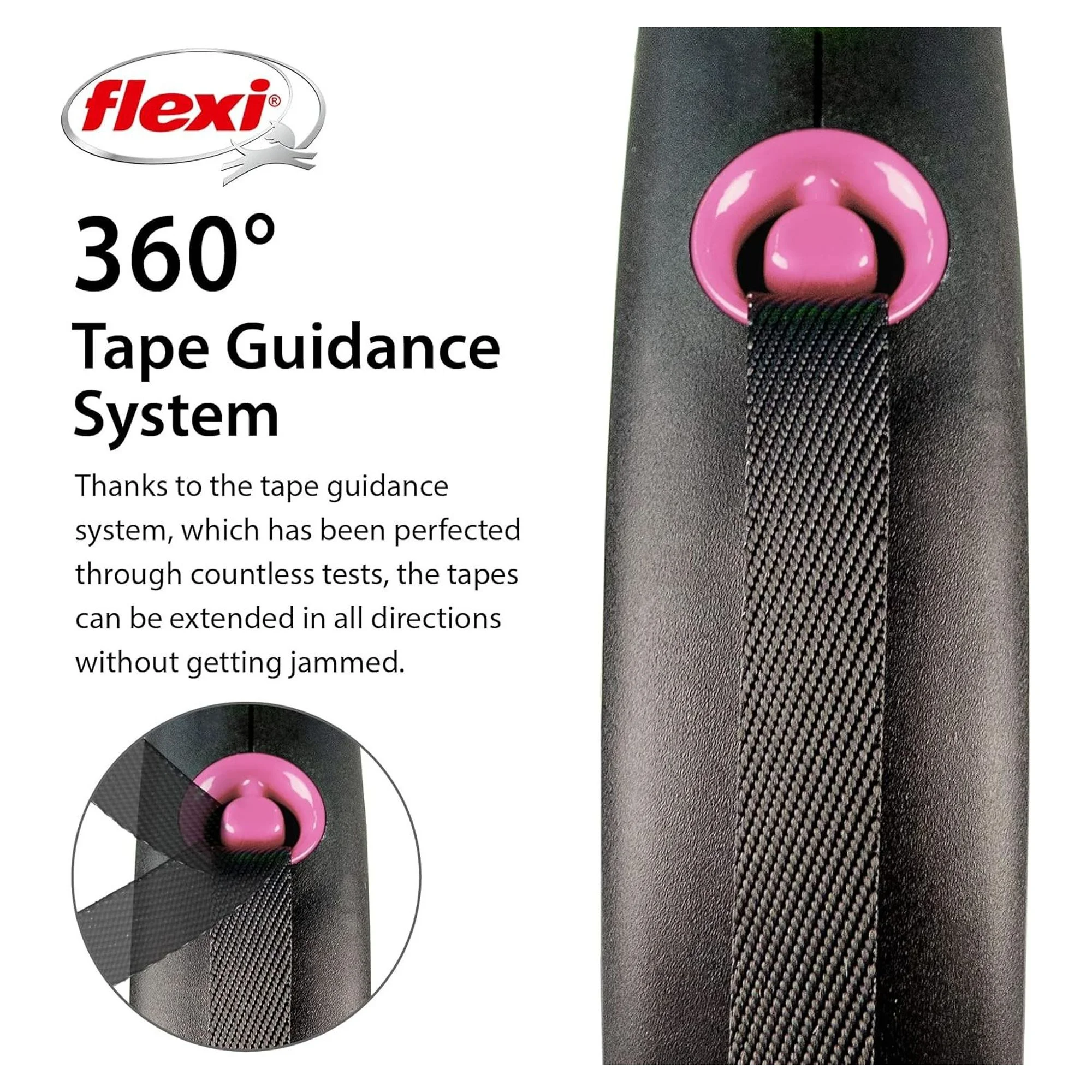 Flexi Black Design L Otomatik Şerit Köpek Gezdirme Kayışı Pembe 5 M — Gezdirme Kayışları, 380 g — Görsel 3