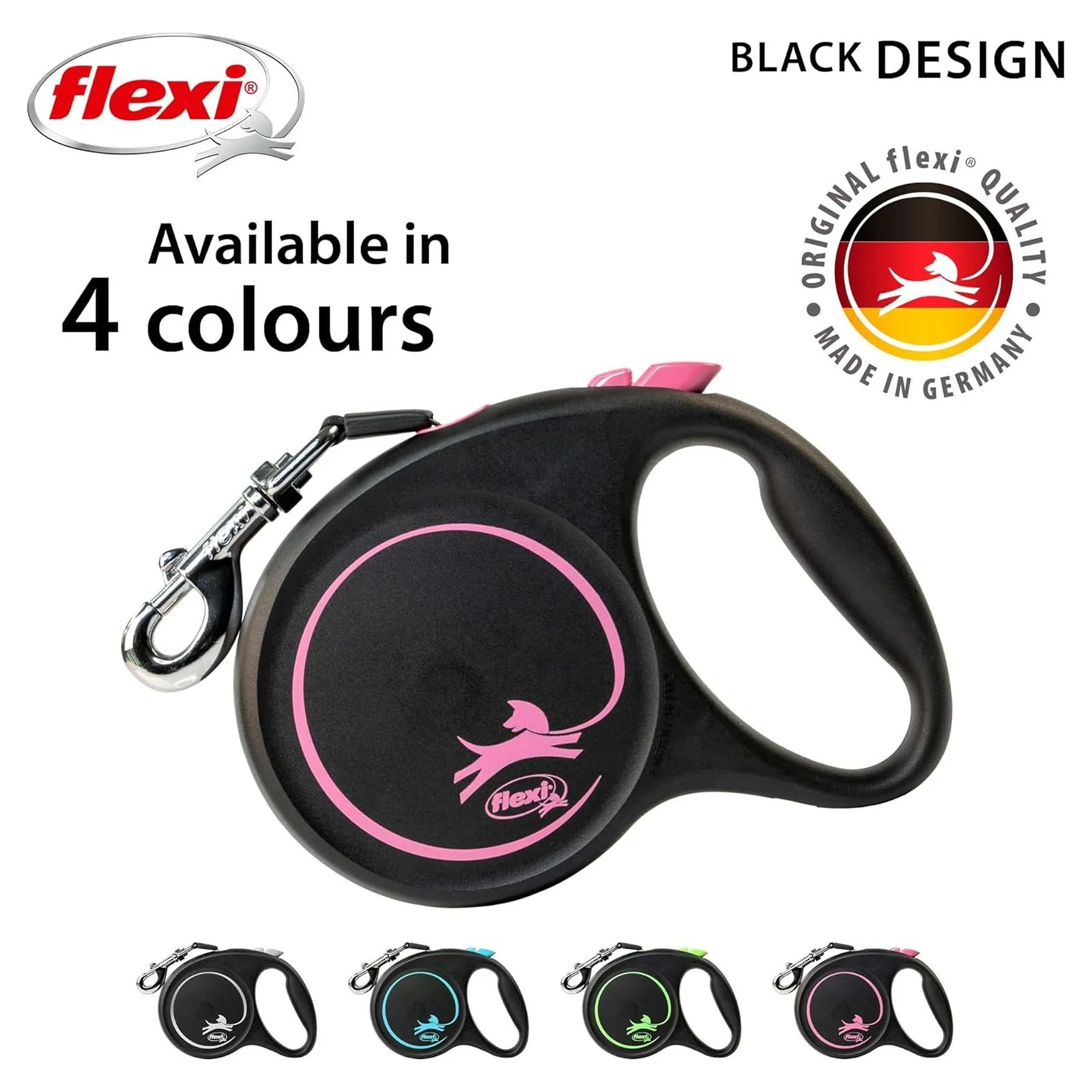 Flexi Black Design L Otomatik Şerit Köpek Gezdirme Kayışı Pembe 5 M — Gezdirme Kayışları, 380 g — Görsel 4