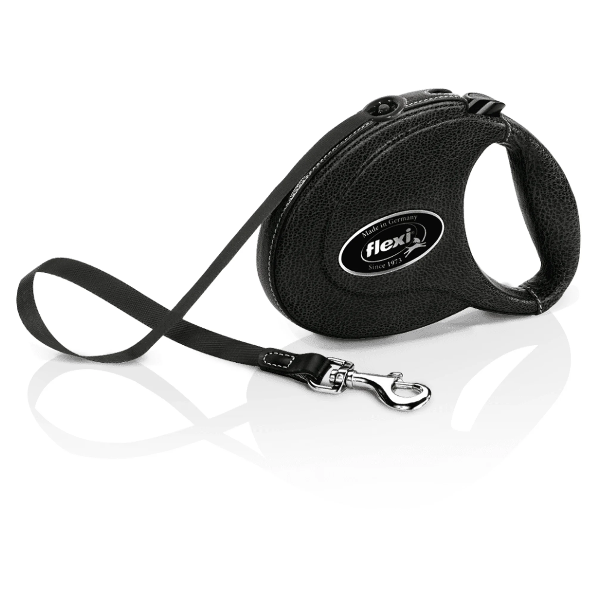 Flexi Leather Siyah M Beden Şerit Köpek Gezdirme Tasması 5 M