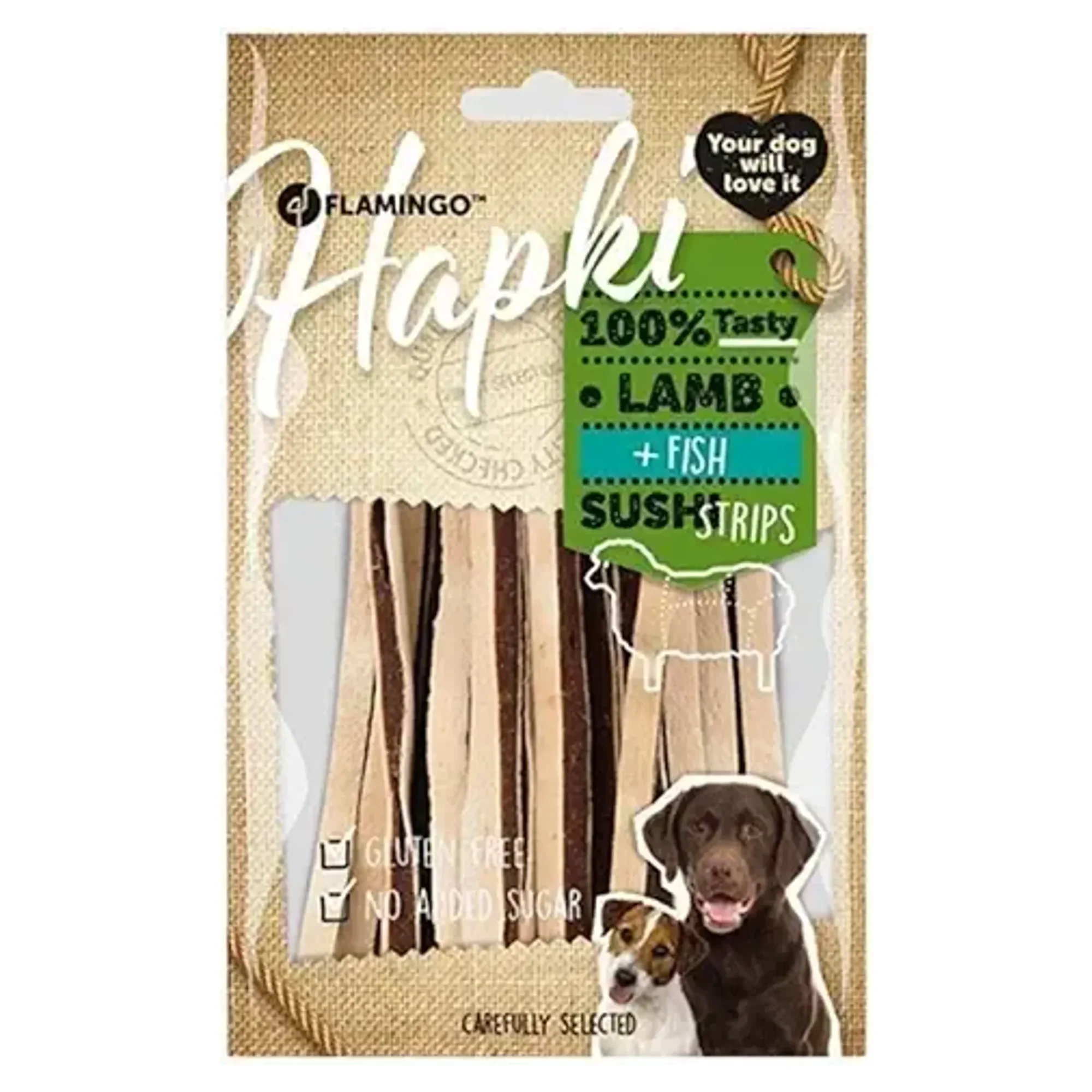 Flamingo Hapki Lamb & Fish Sushi Strips 85 G