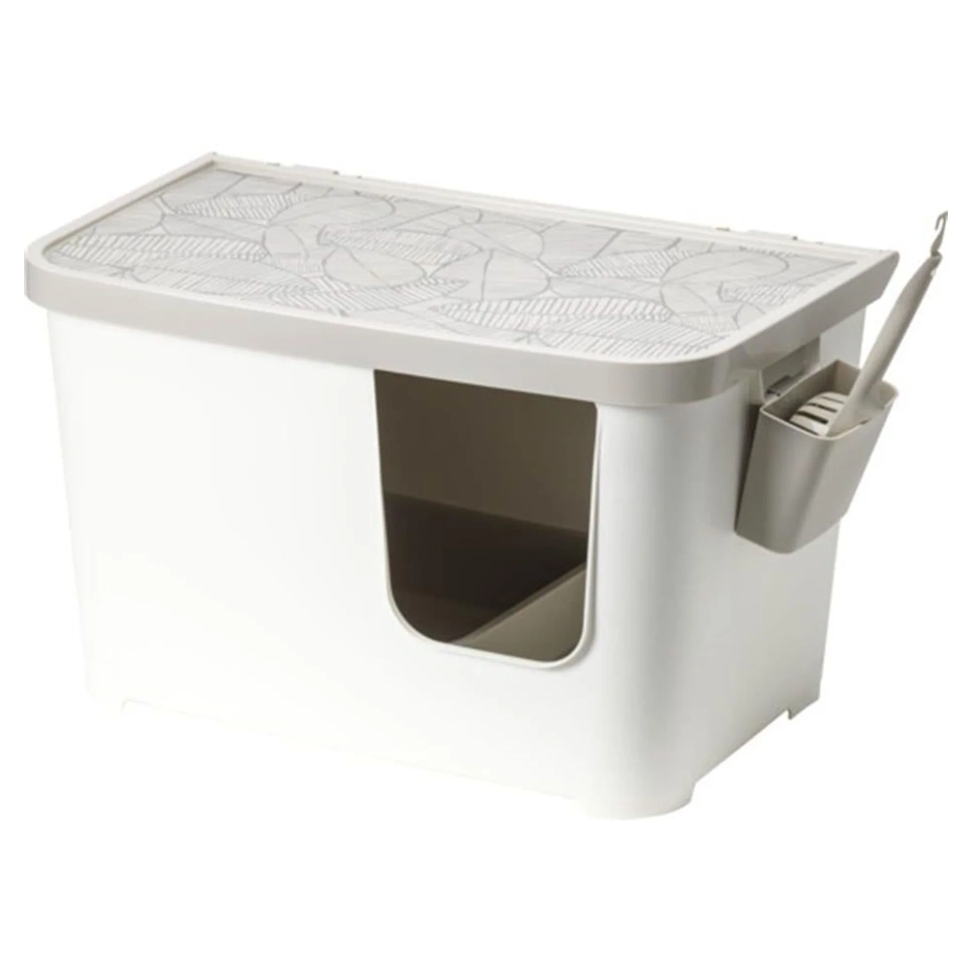 Moderna Casetta Kapalı Kedi Tuvaleti - Gri Beyaz 75.7 x 45 x 45 cm