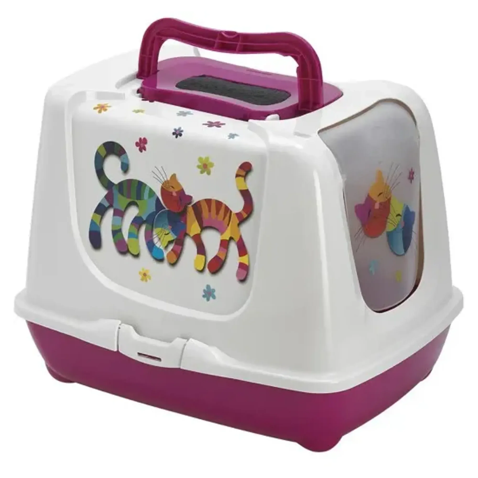 Moderna Friends Kapalı Kedi Tuvalet Fuşya -57CM