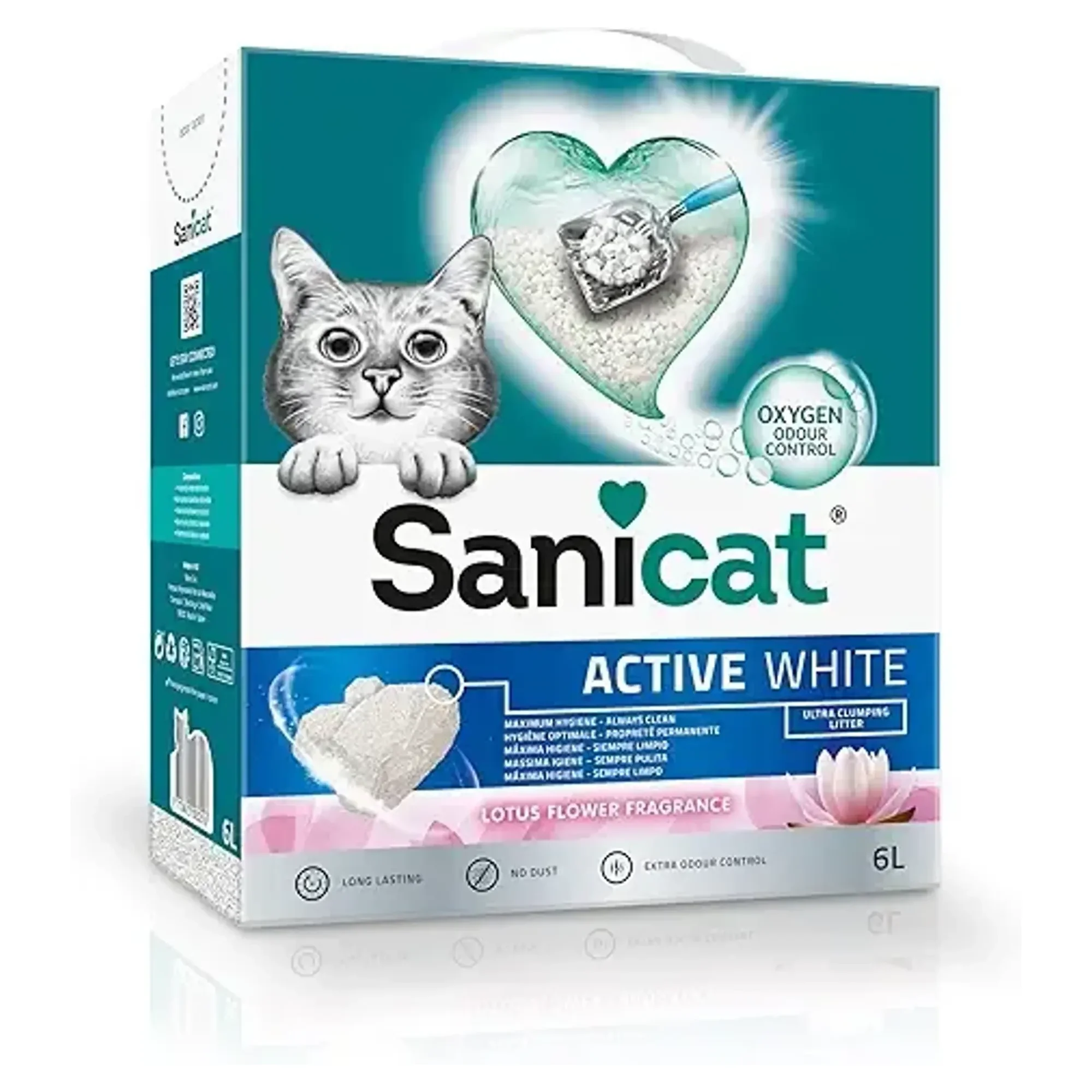 Sanicat Active White Lotus Çiçeği Kokulu Kedi Kumu 6L