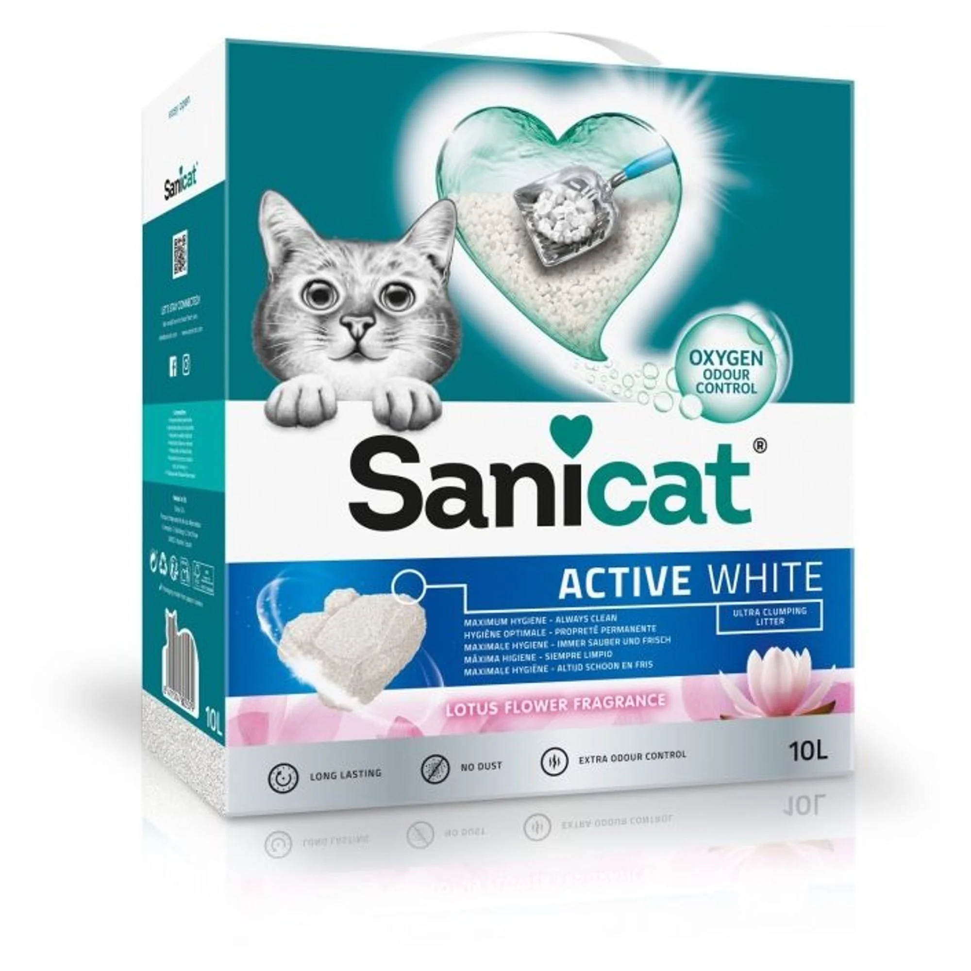 Sanicat Active White Lotus Çiçeği Kokulu Kedi Kumu 10L