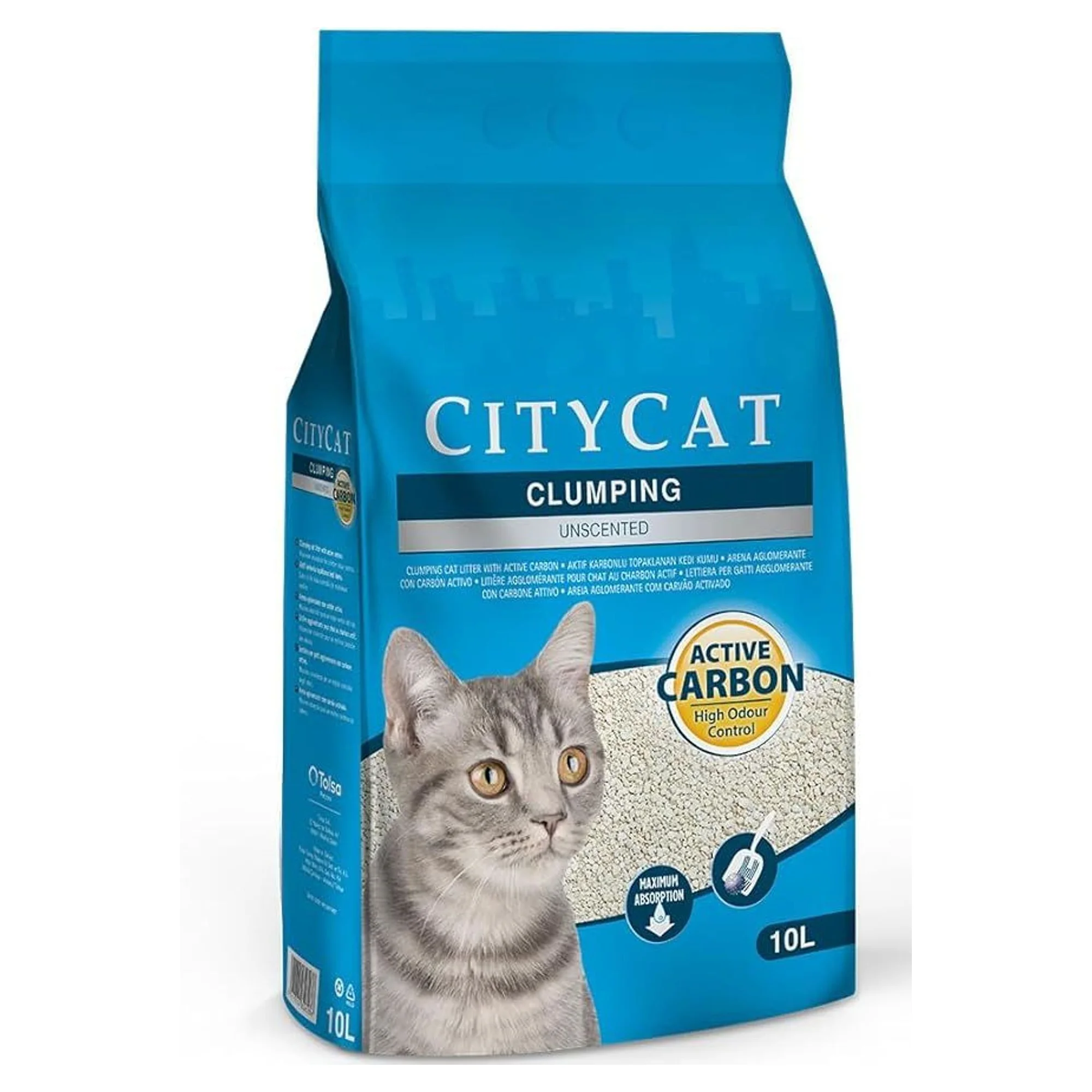 City Cat Aktif Karbon Topaklanan Kedi Kumu 10 L