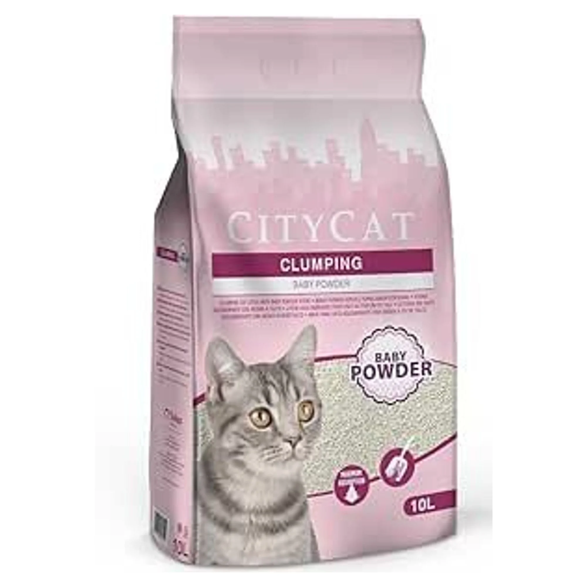 City Cat Bebek Pudrası Kokulu Topaklanan Kedi Kumu 10 L