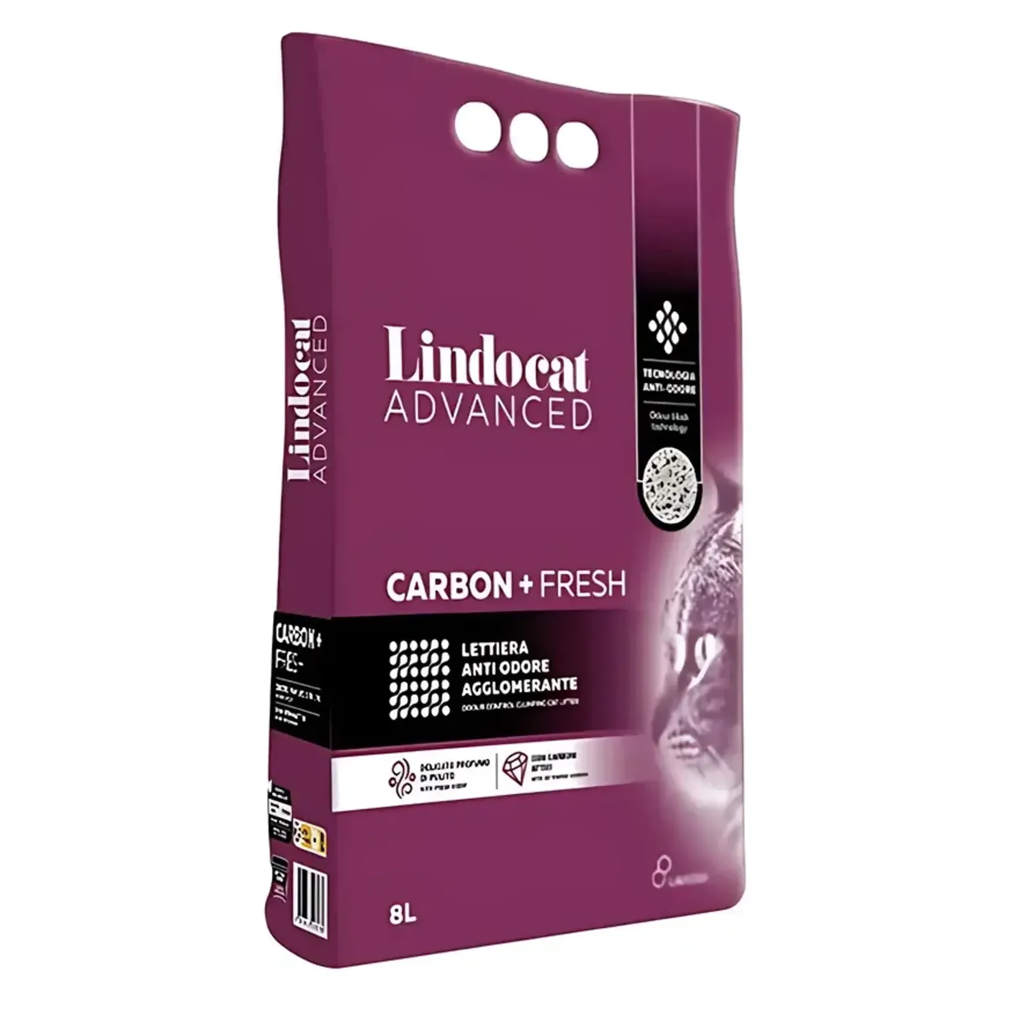 Lindocat Lindocat Advanced Aktif Karbonlu ve Fresh Kokulu Kalın Taneli Topaklanan Kedi Kumu 8 L