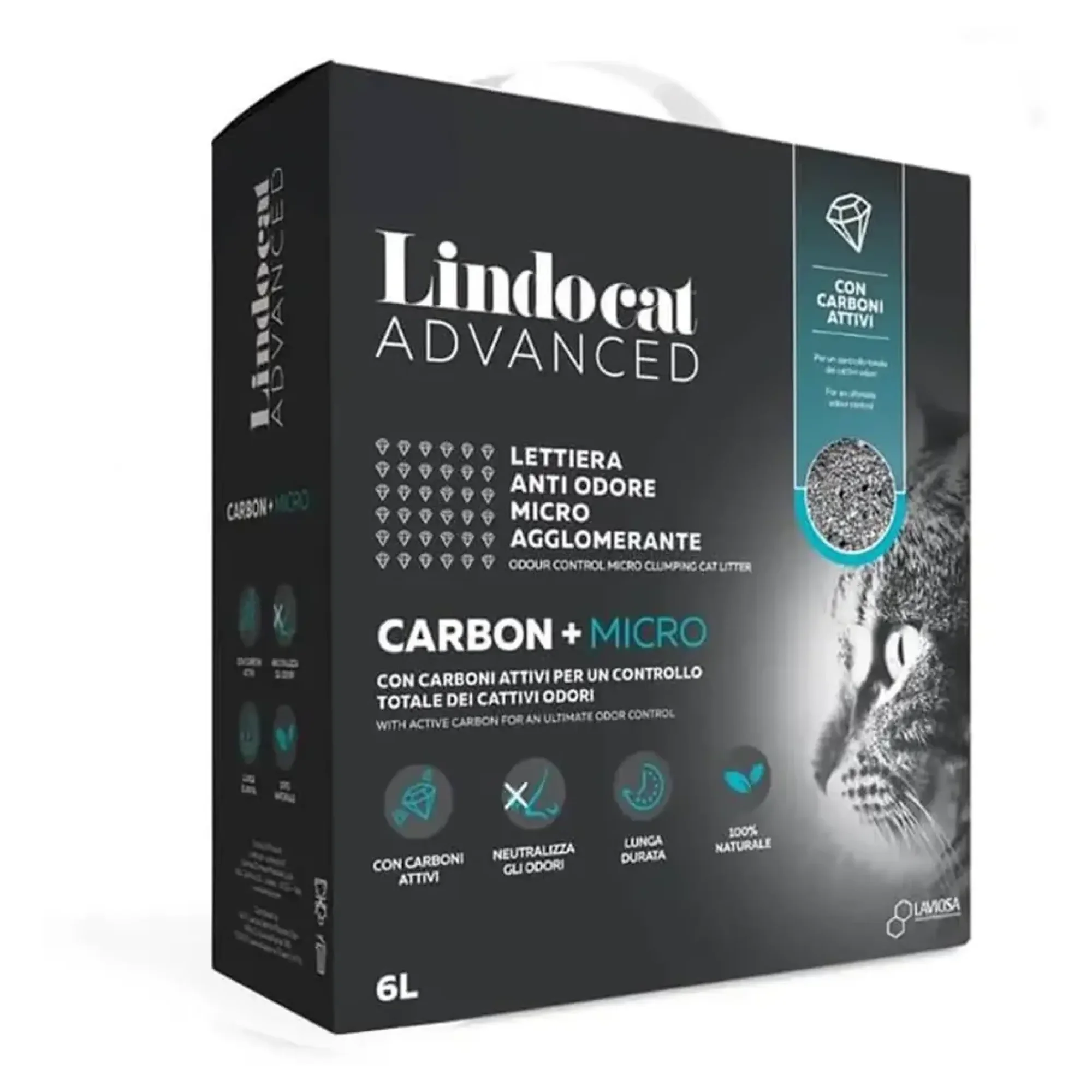 Lindocat Advanced Aktif Karbonlu ve Fresh Kokulu İnce Taneli Topaklanan Kedi Kumu 6 L