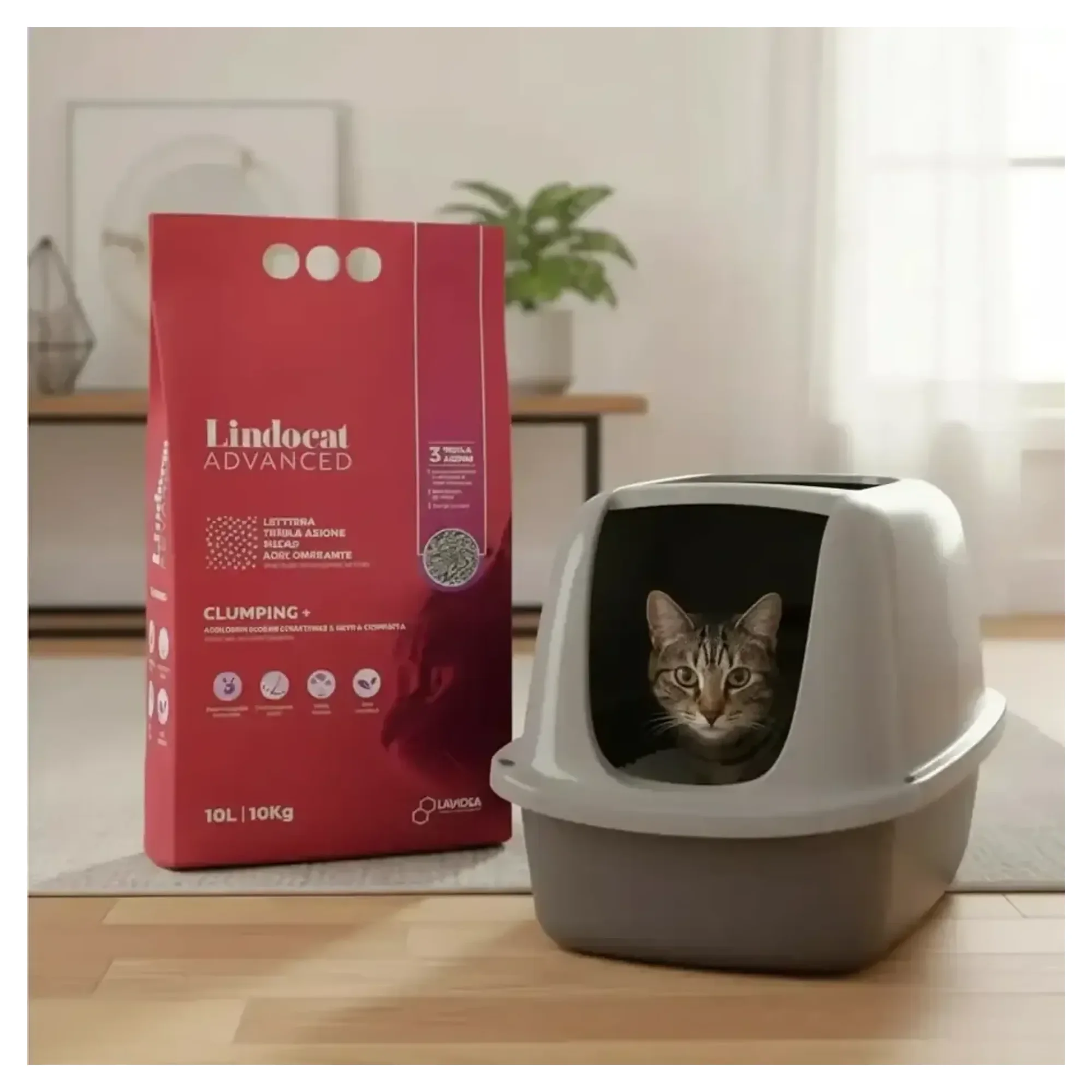 Lindocat Lindocat Advanced Ekstra Güçlü Topaklanan Kokusuz Gri Bentonit Kedi Kumu 10 KG — 8 kg — Görsel 2