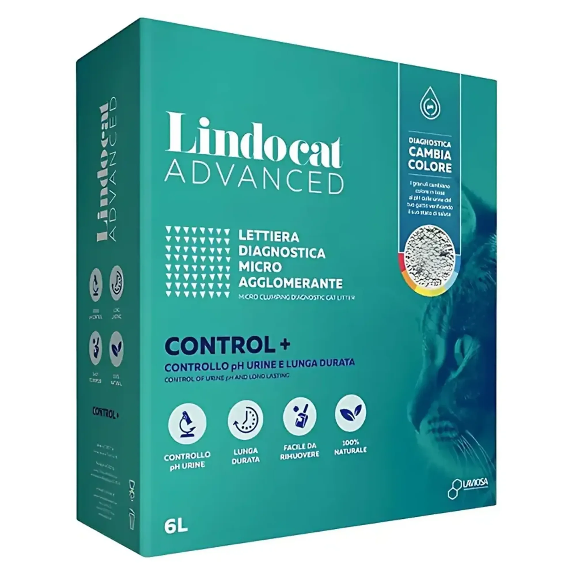 Lindocat Lindocat Advanced Control Erken Teşhis Formüllü pH'a Göre Renk Değiştiren Bentonit Kedi Kumu 6 L