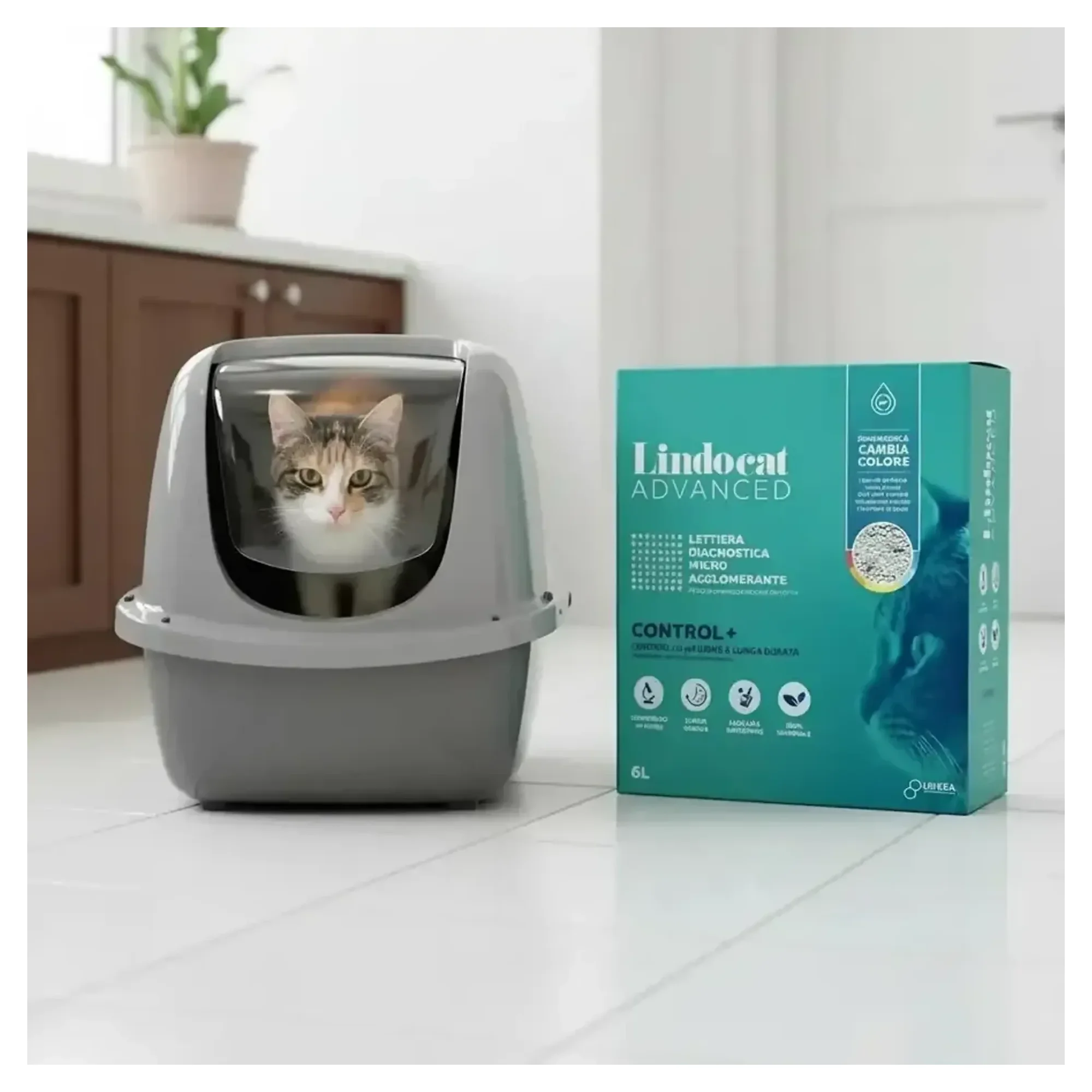 Lindocat Lindocat Advanced Control Erken Teşhis Formüllü pH'a Göre Renk Değiştiren Bentonit Kedi Kumu 6 L — 5.2 kg — Görsel 2