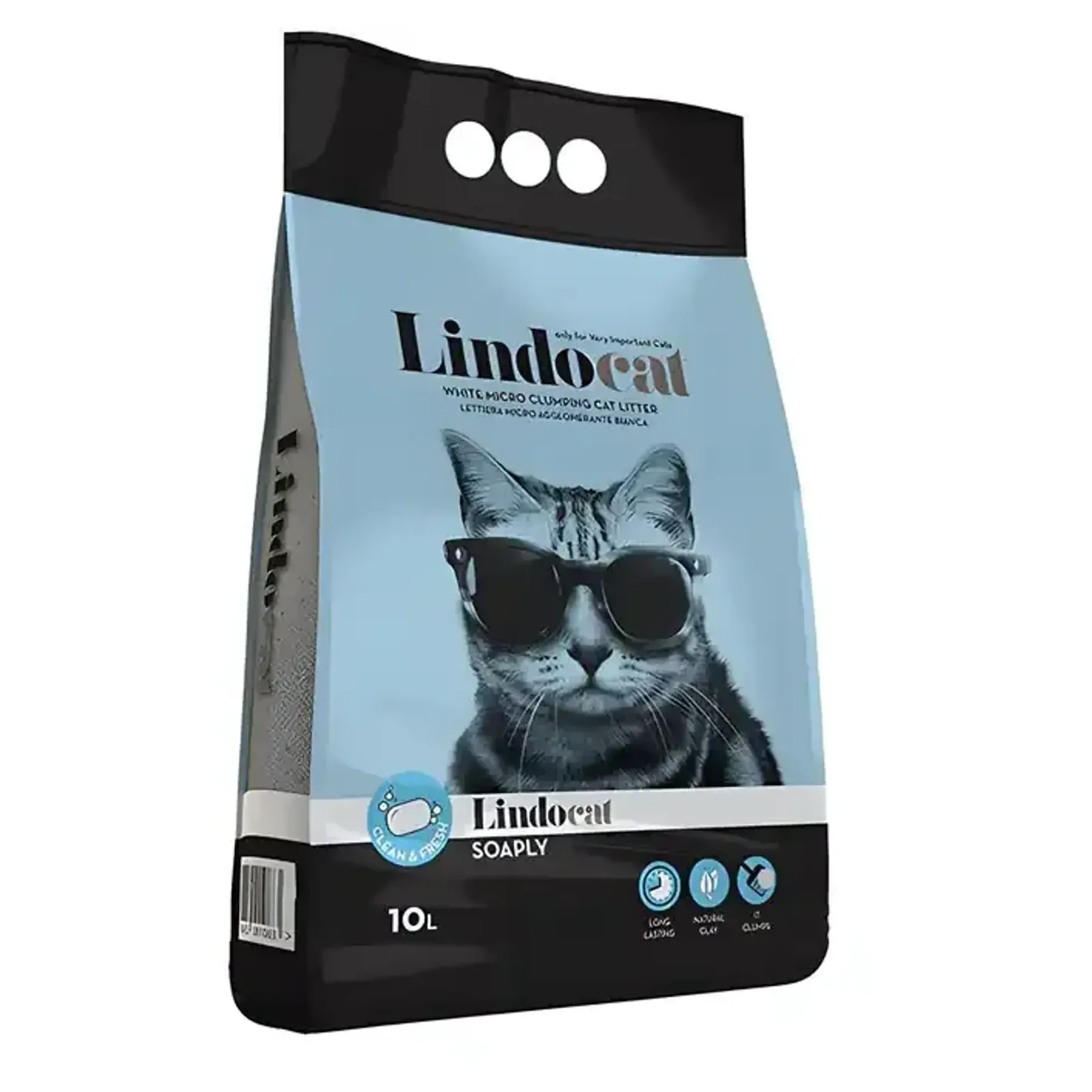 Lindocat Lindocat Soaply Mavi Taneli ve Sabun Kokulu Kedi Kumu 10L