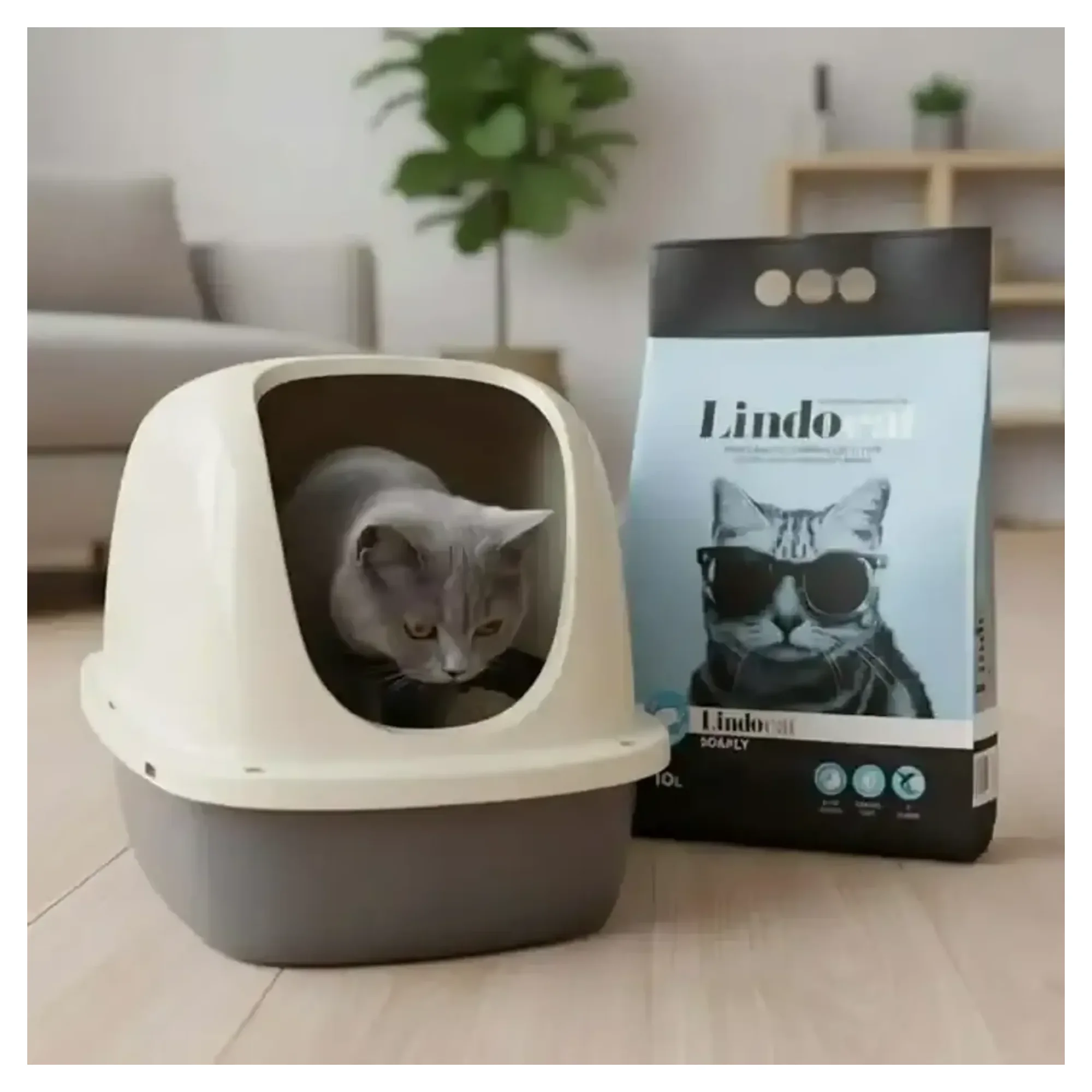 Lindocat Lindocat Soaply Mavi Taneli ve Sabun Kokulu Kedi Kumu 10L — Kedi Tuvalet Ürünleri, 8 kg — Görsel 2