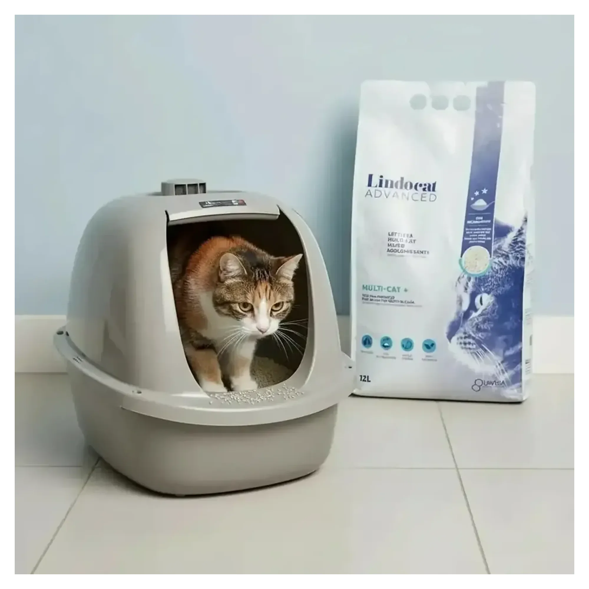 Lindocat Lindocat Advanced Multicat Parfümsüz Koku Önleyici ve Ekstra Güçlü Topaklanan Kedi Kumu 12L — Kedi Tuvalet Ürünleri, 9.2 kg — Görsel 2