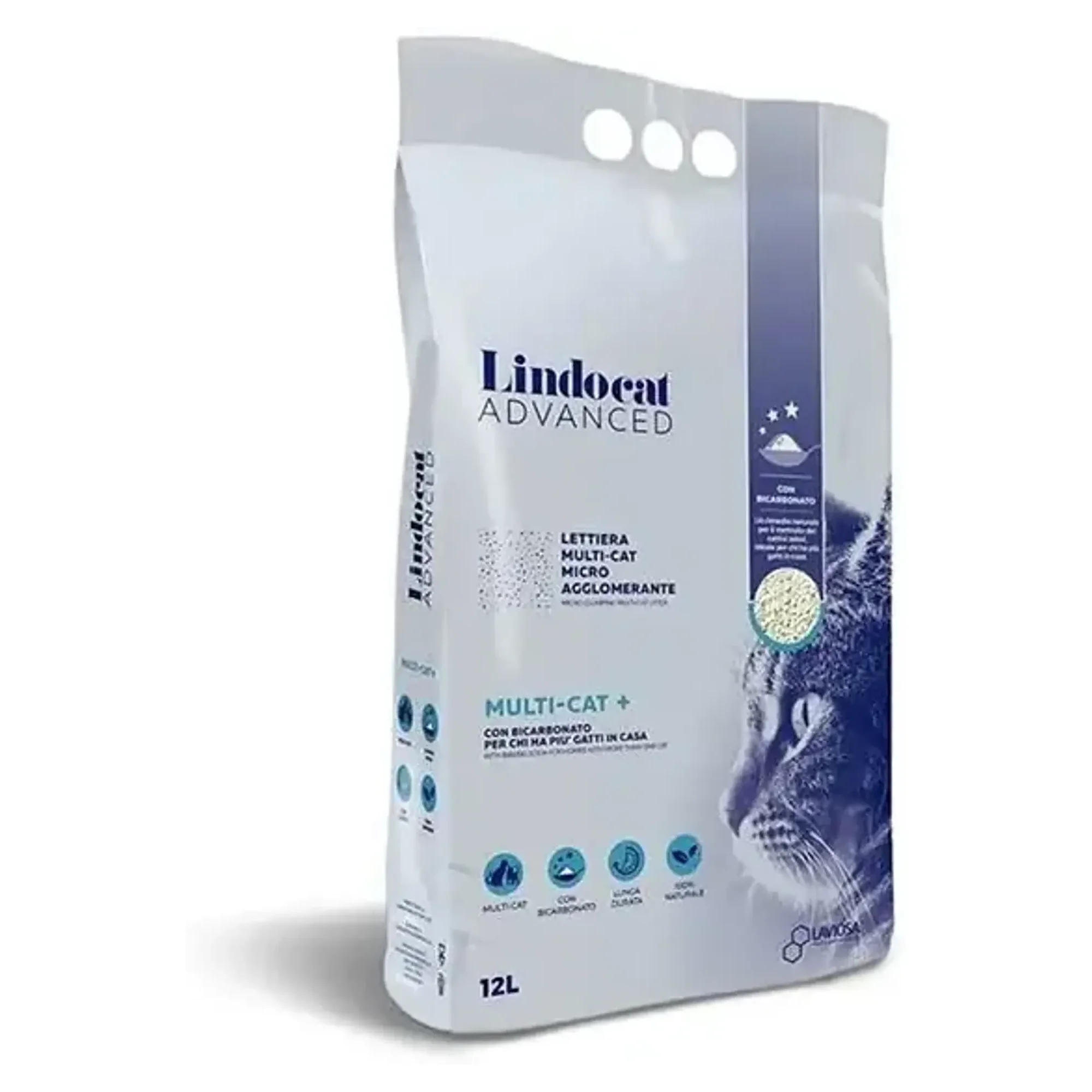 Lindocat Lindocat Advanced Multicat Parfümsüz Koku Önleyici ve Ekstra Güçlü Topaklanan Kedi Kumu 12L