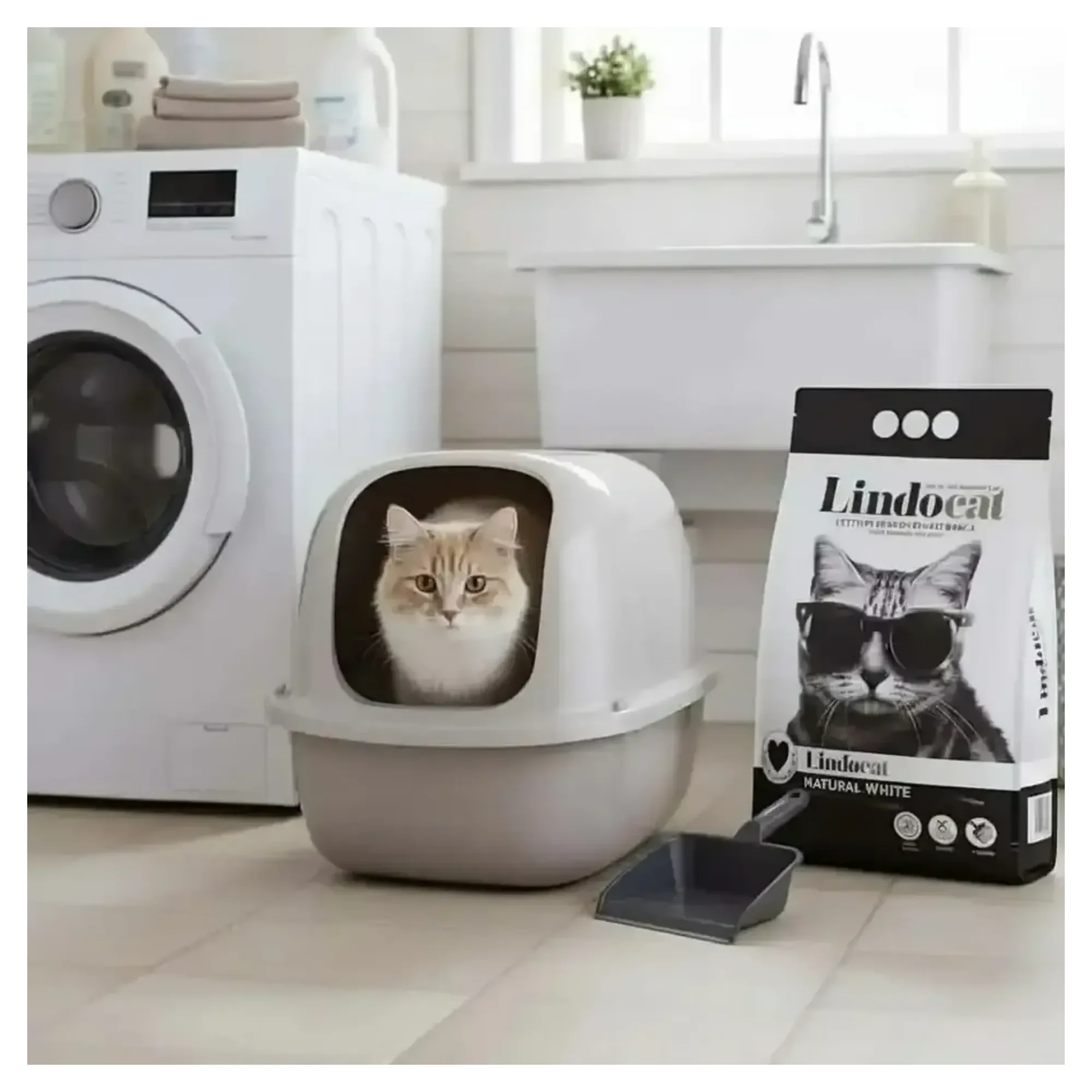Lindocat Lindocat Natural White Kokusuz Kalın Taneli Topaklanan Kedi Kumu 10L — Kedi Tuvalet Ürünleri, 8 kg — Görsel 2
