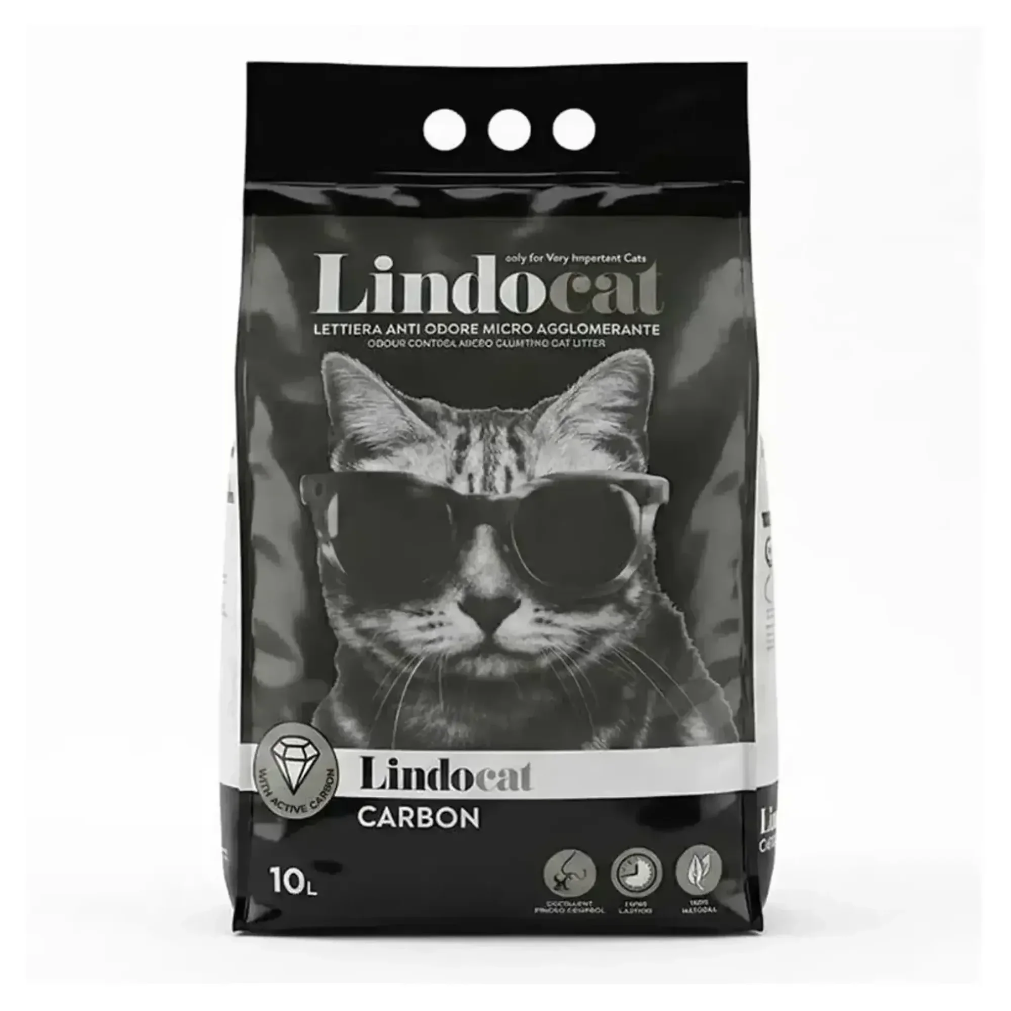 Lindocat Carbon Ekstra Güçlü Topaklanan Beyaz Bentonit Kedi Kumu 10 L
