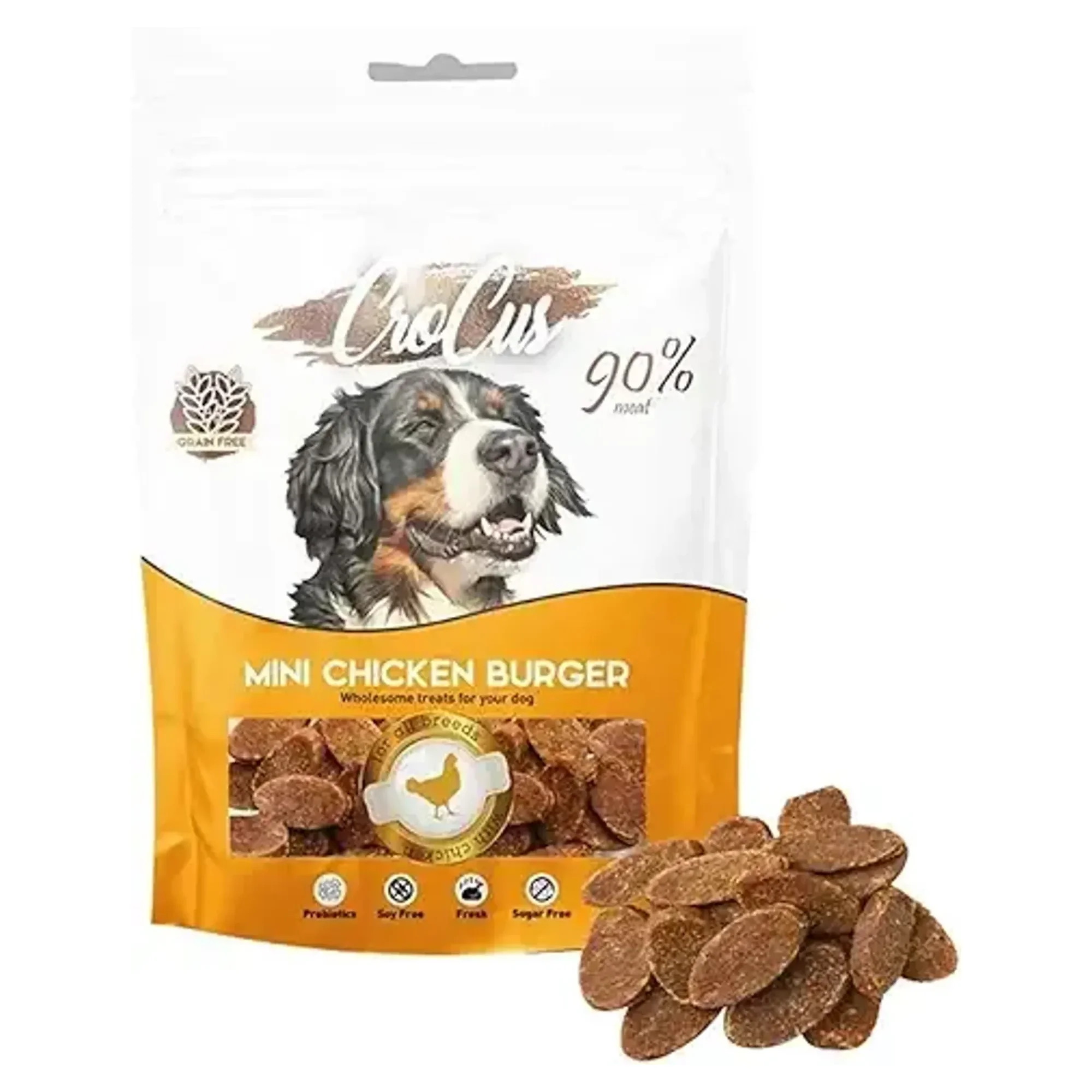 Crocus Mini Chicken Burger Tahılsız Tavuk Etli Köpek Ödülü 80 G